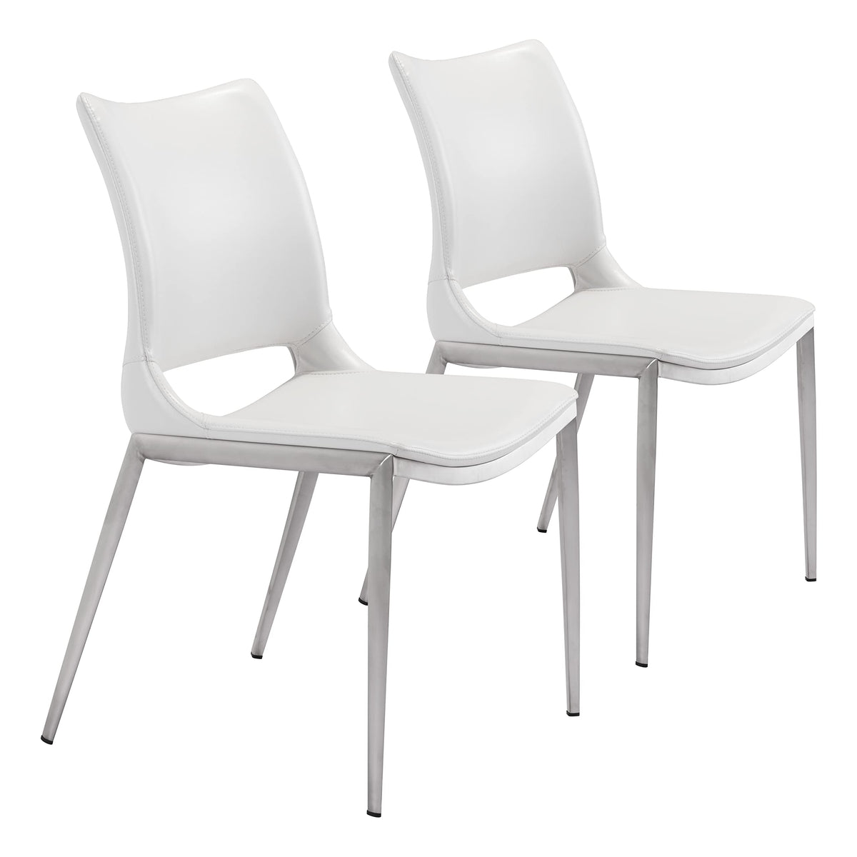 Ace Dining Chair (Set Of 2) White & Silver