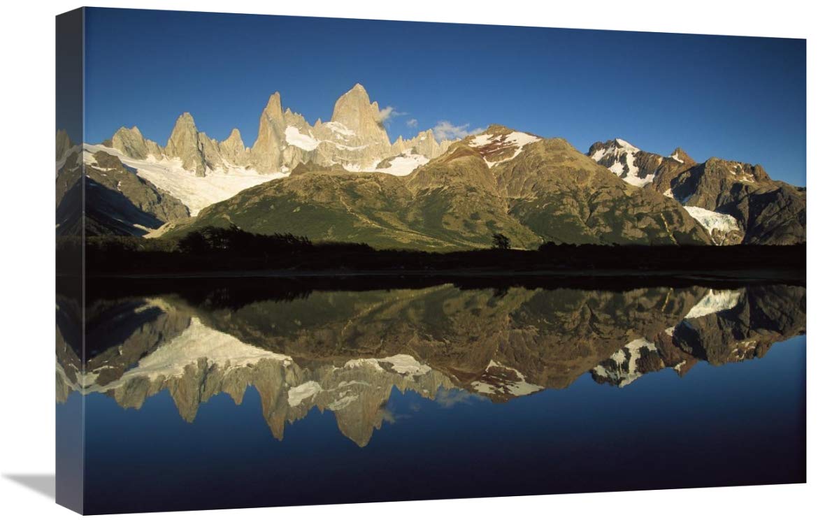 Mt Fitzroy reflected in lake at dawn, Los Glaciares NP, Patagonian Andes, Argentina-Canvas Art-24x16”
