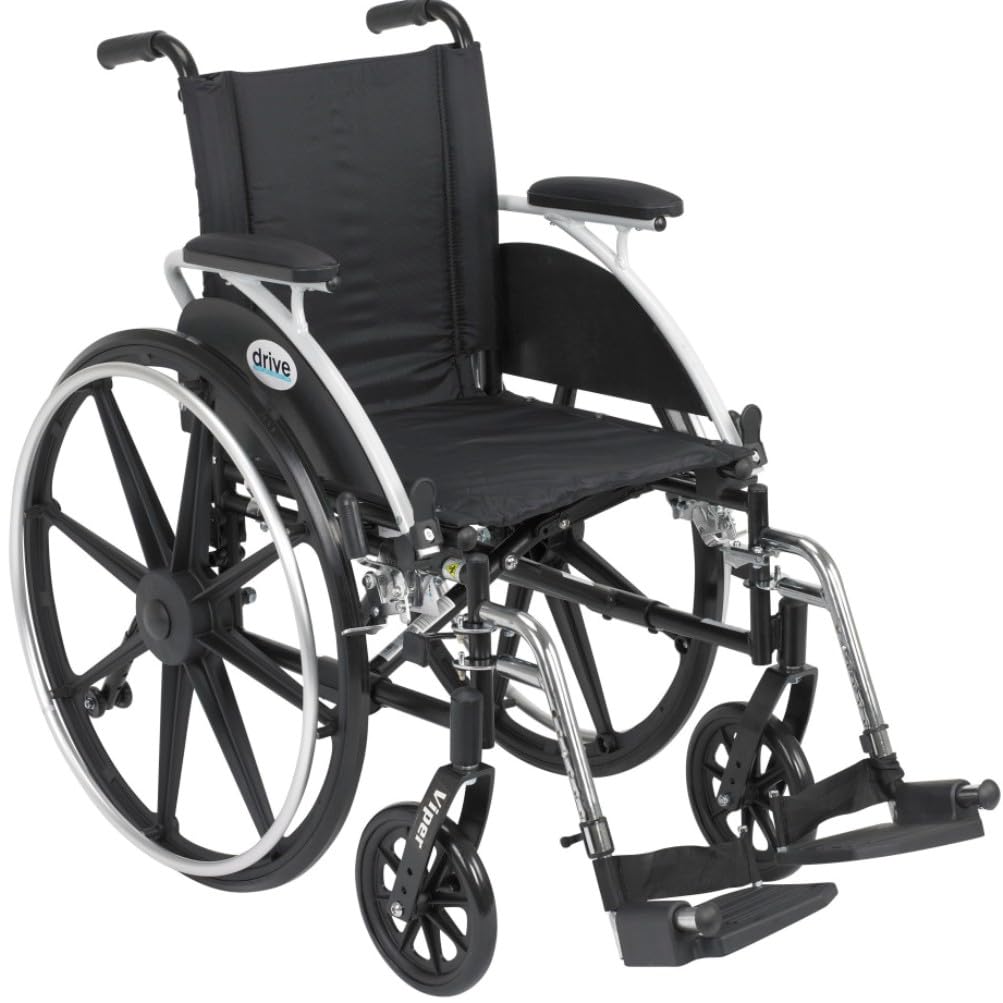 Viper Wheelchair with Flip Back Removable Arms, Desk Arms, Swing away Footrests, 14″ Seat