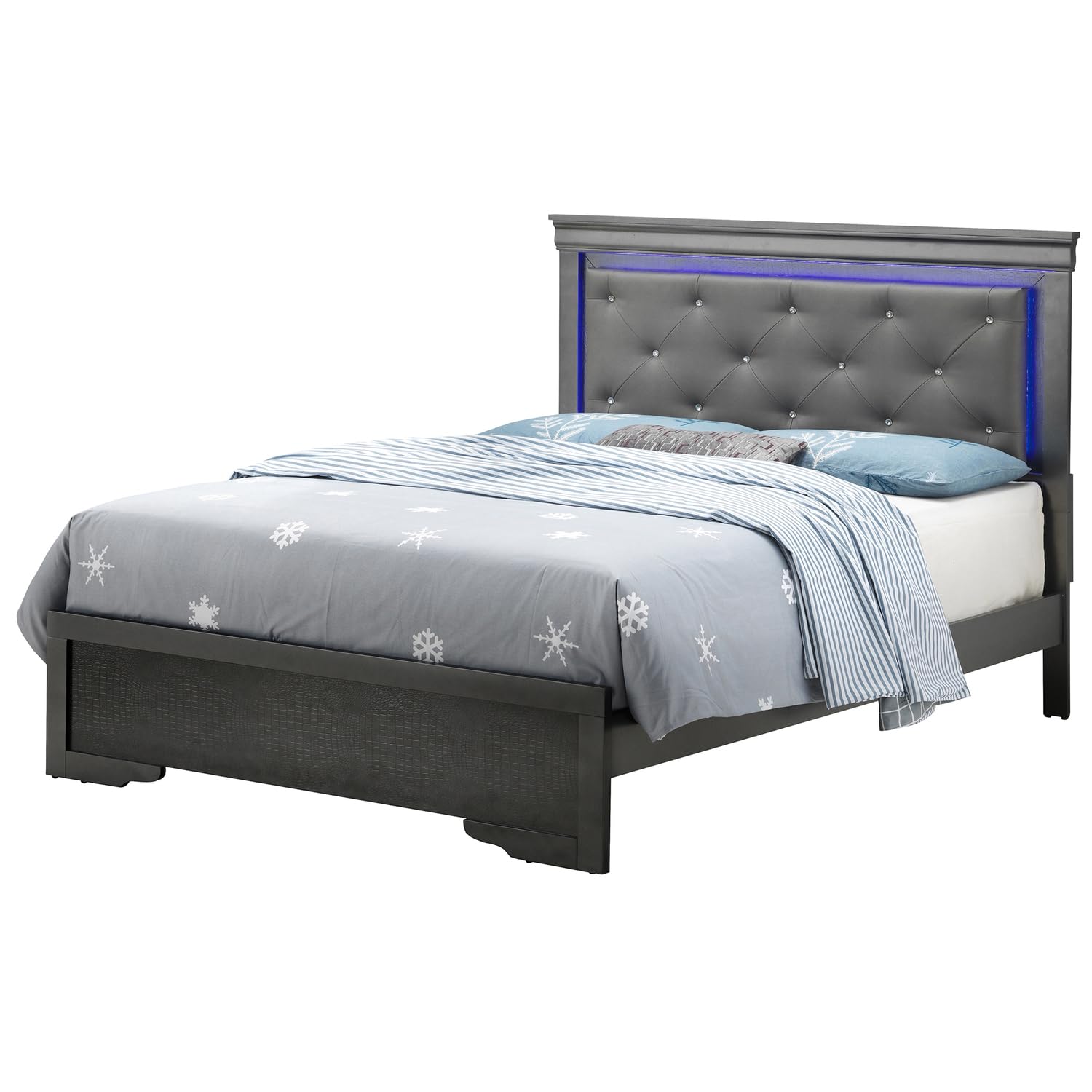 Lorana Metalic Black Full Panel Beds
