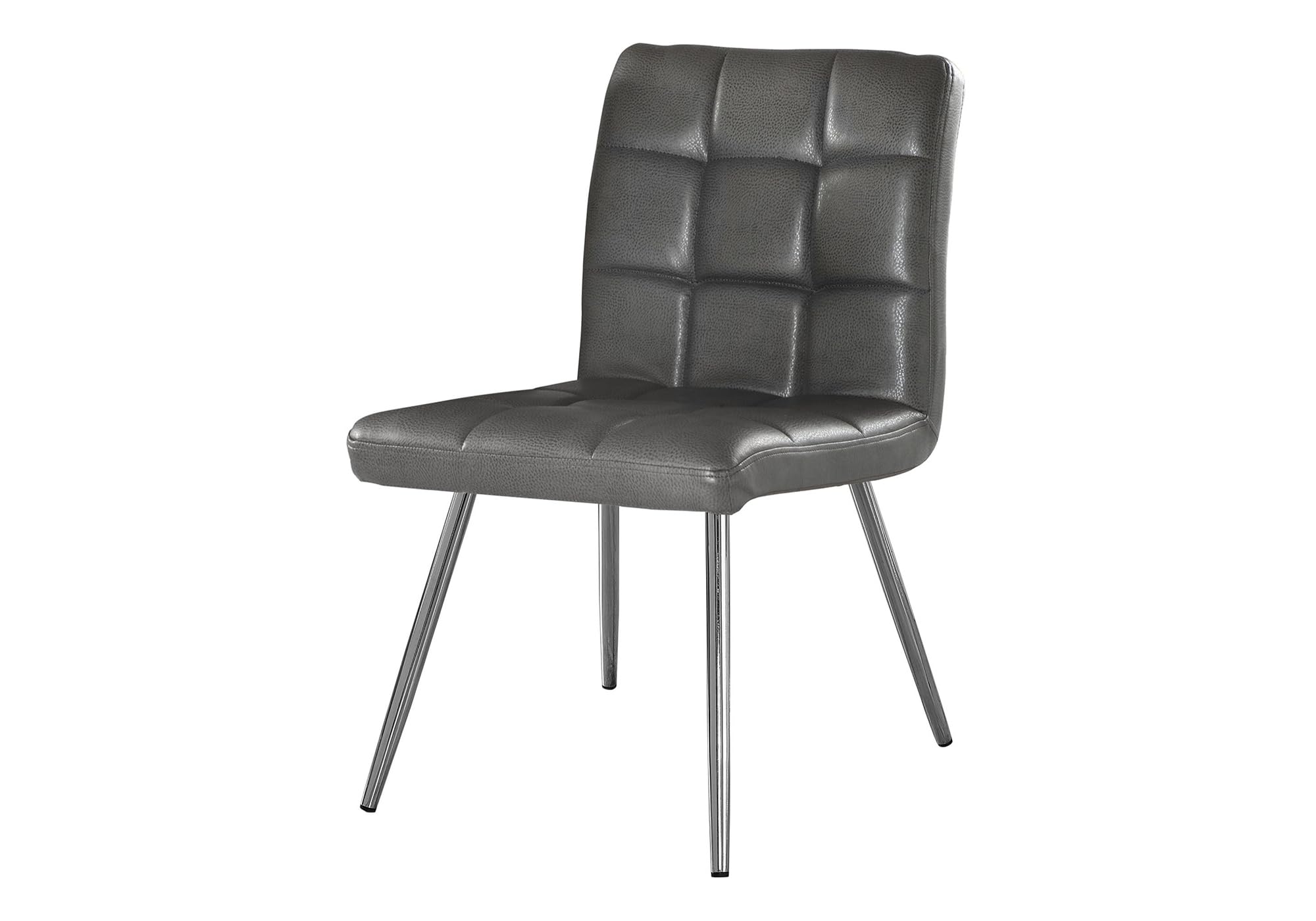 Dining Chair, Set Of 2, Side, Upholstered, Kitchen, Dining Room, Pu Leather Look, Metal, Grey, Chrome, Contemporary, Modern