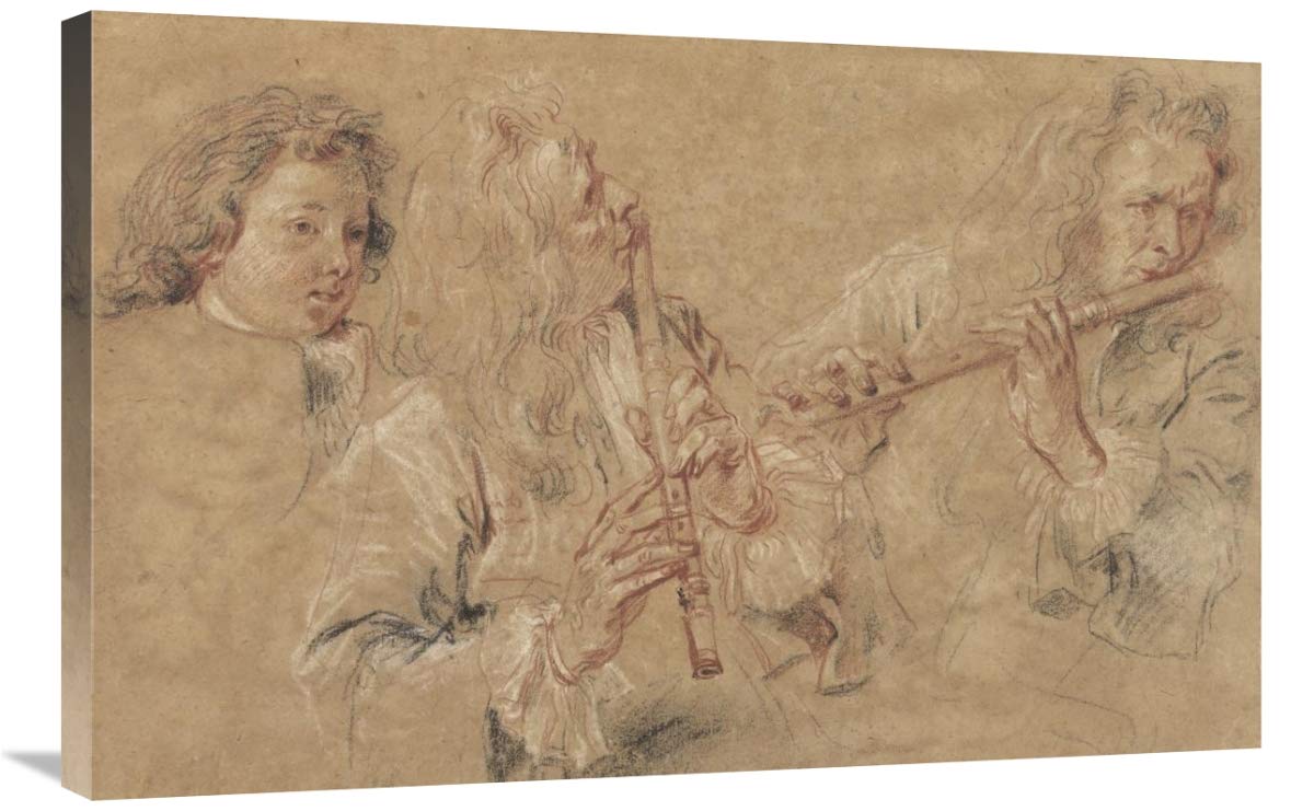 Two Studies of a Flutist and a Study of the Head of a Boy-Canvas Art-36x24”