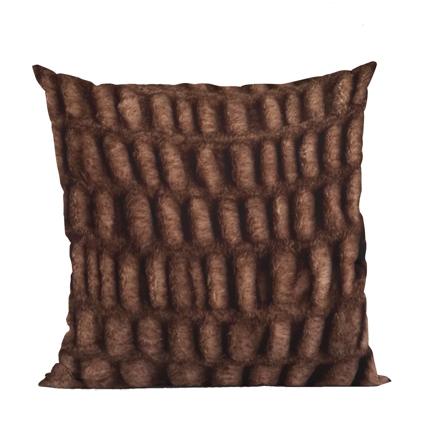 Plutus Brown Plush Pelt Animal Faux Fur Luxury Throw Pillow - Double sided  20 x 20”