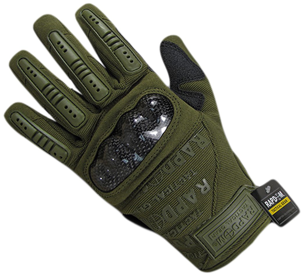 Carbon Fiber Combat Gloves,OliveDrab, S