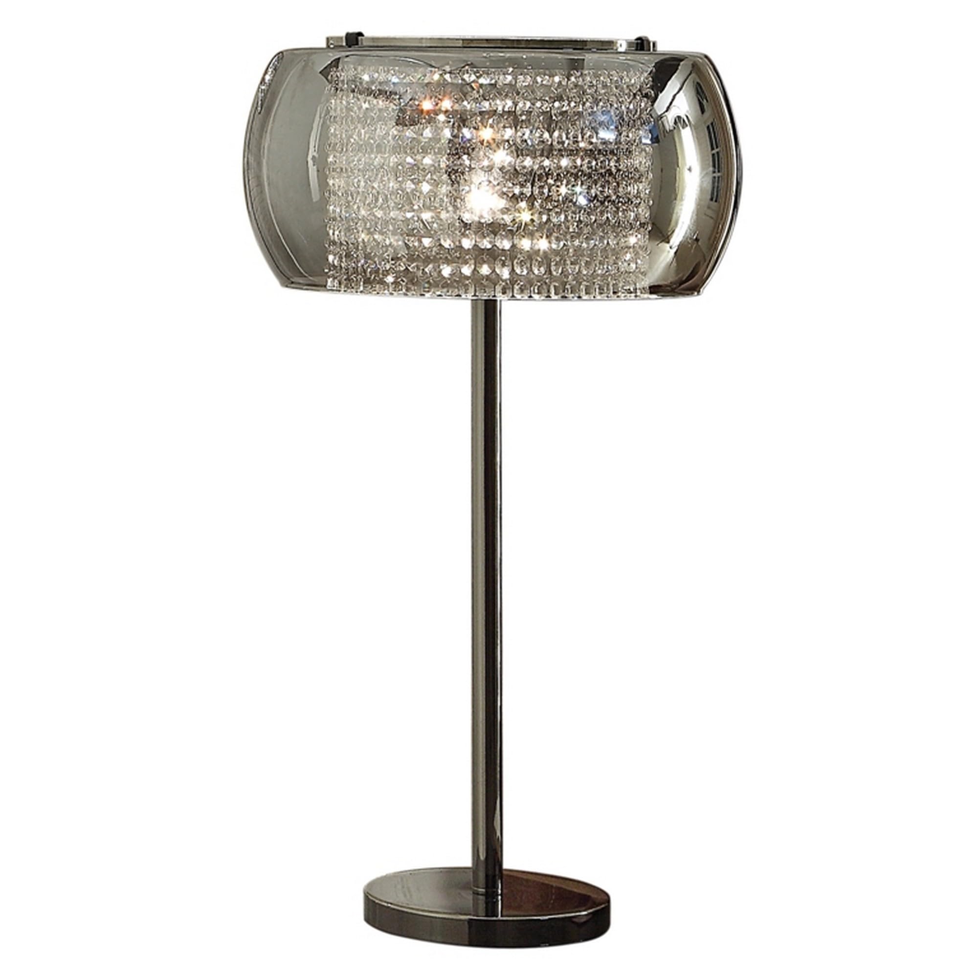 Hana 30 Inch Table Lamp, Modern Crystal Glass Shade, Metal, Black Nickel