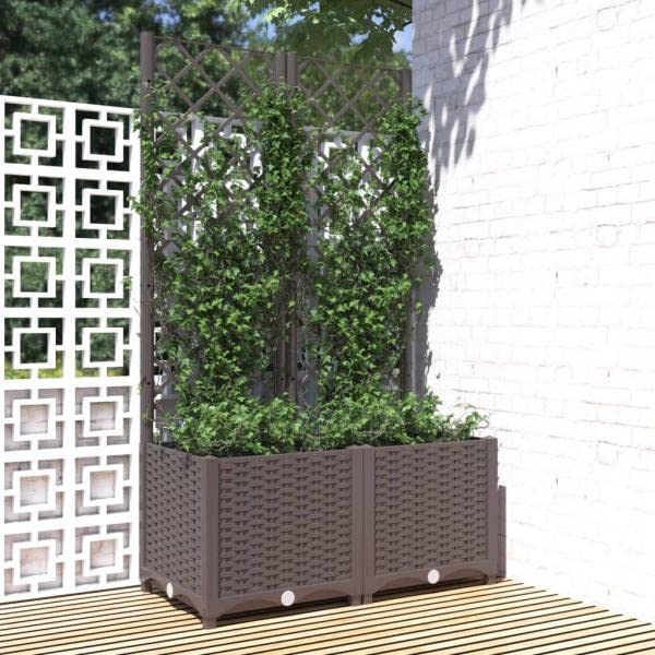vidaXL Garden Planter with Trellis Brown 31.5x15.7"x53.5" PP"