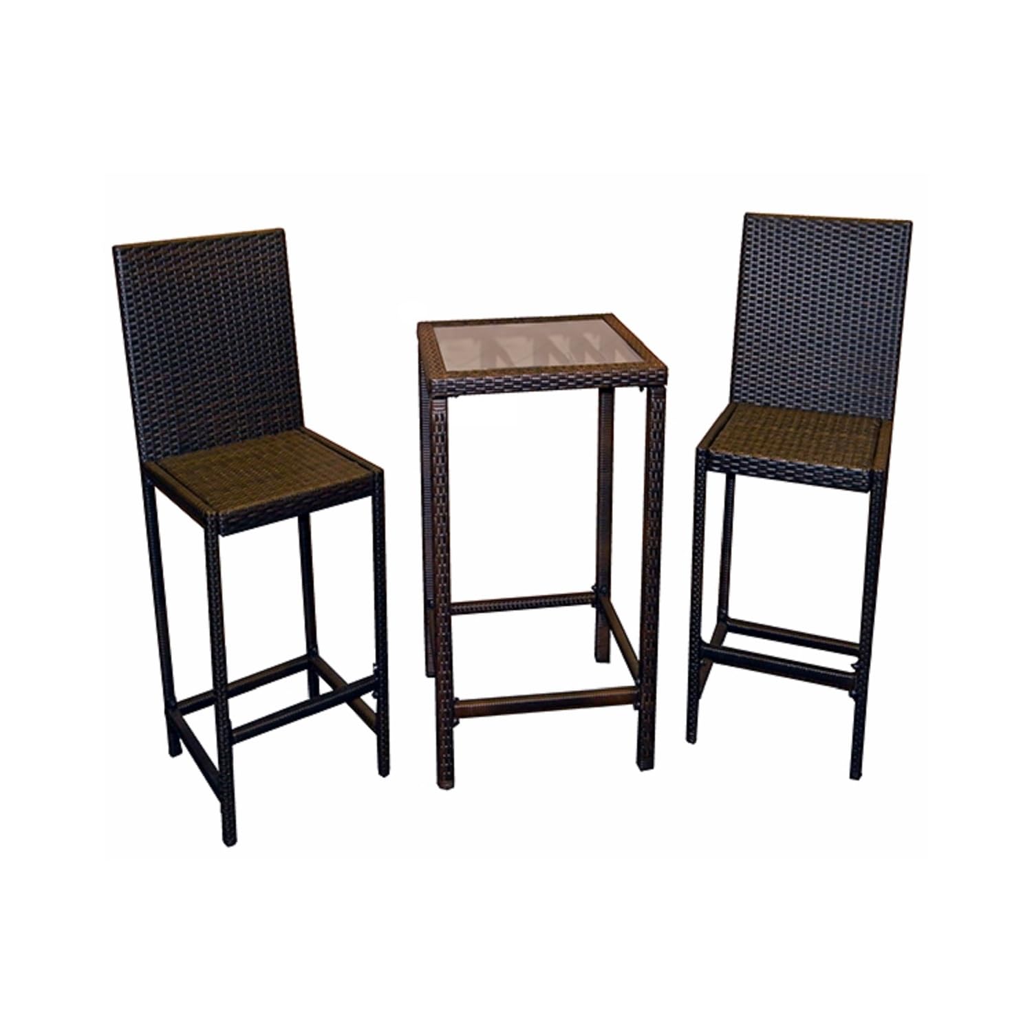 AZ Patio Heaters Bistro Patio Set in Dark Brown Wicker