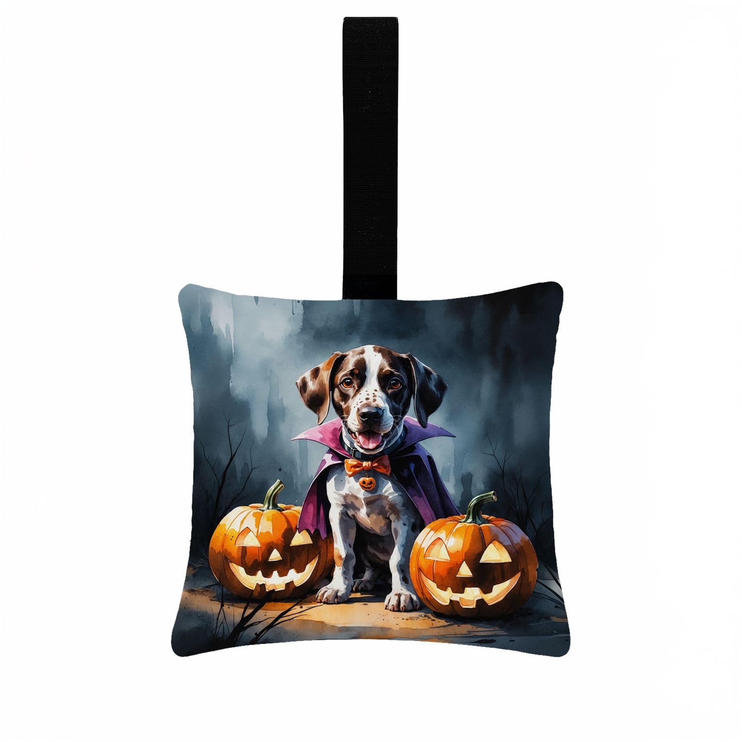 Carolines Treasures German Shorthaired Pointer Puppy Halloween Mini Hanging Pillow Ornament 3.5  3.5 Decorative Door-Knob & Tree Hanger, Soft Fabric Cushion