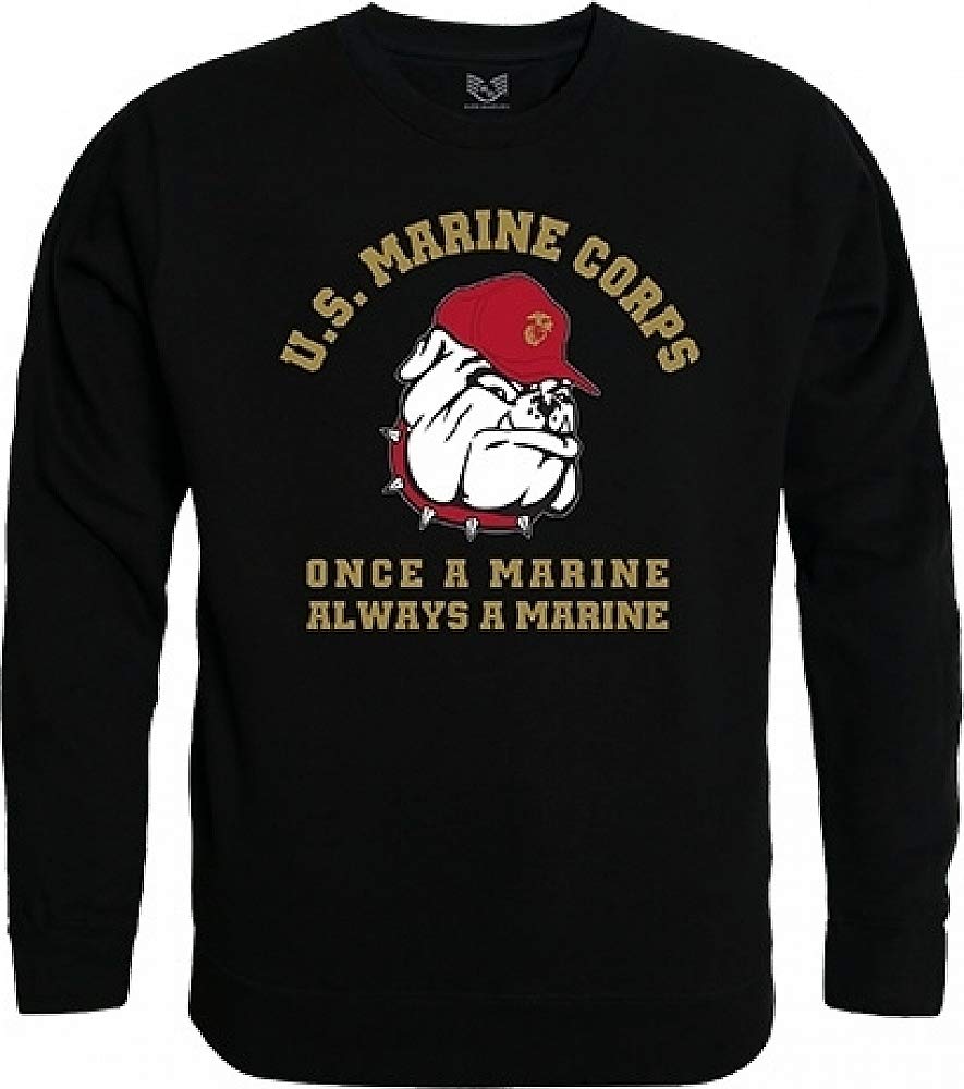 Graphic Crewneck, USMC Dog, Black, S