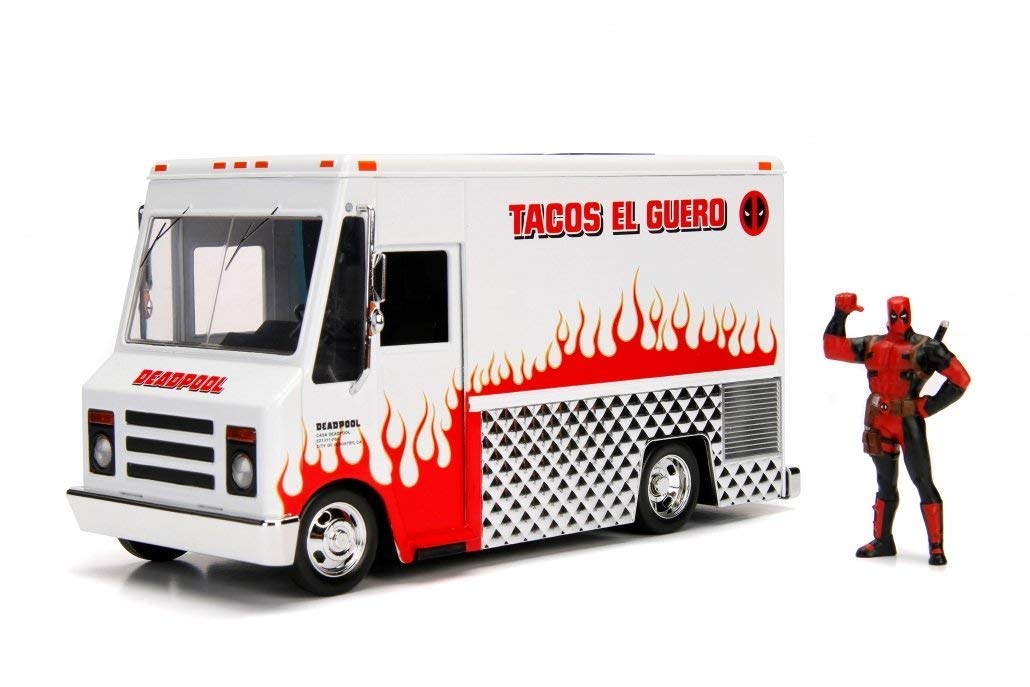 Deadpool Taco Truck with Deadpool Diecast Figurine Marvel Series 1/24 Diecast Model by Jada