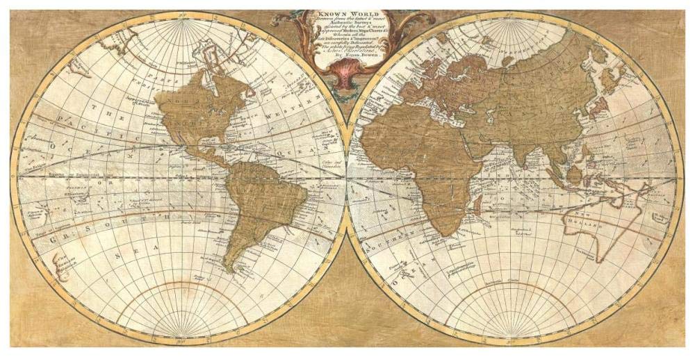 Gilded World Hemispheres I-Paper Art-74x38”
