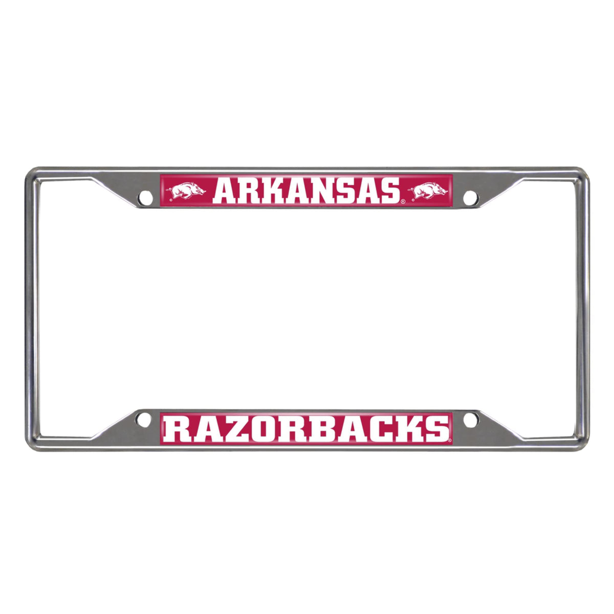 Fanmats Ncaa University Of Arkansas Razorbacks Chrome License Plate Frame , 6.25X12.25