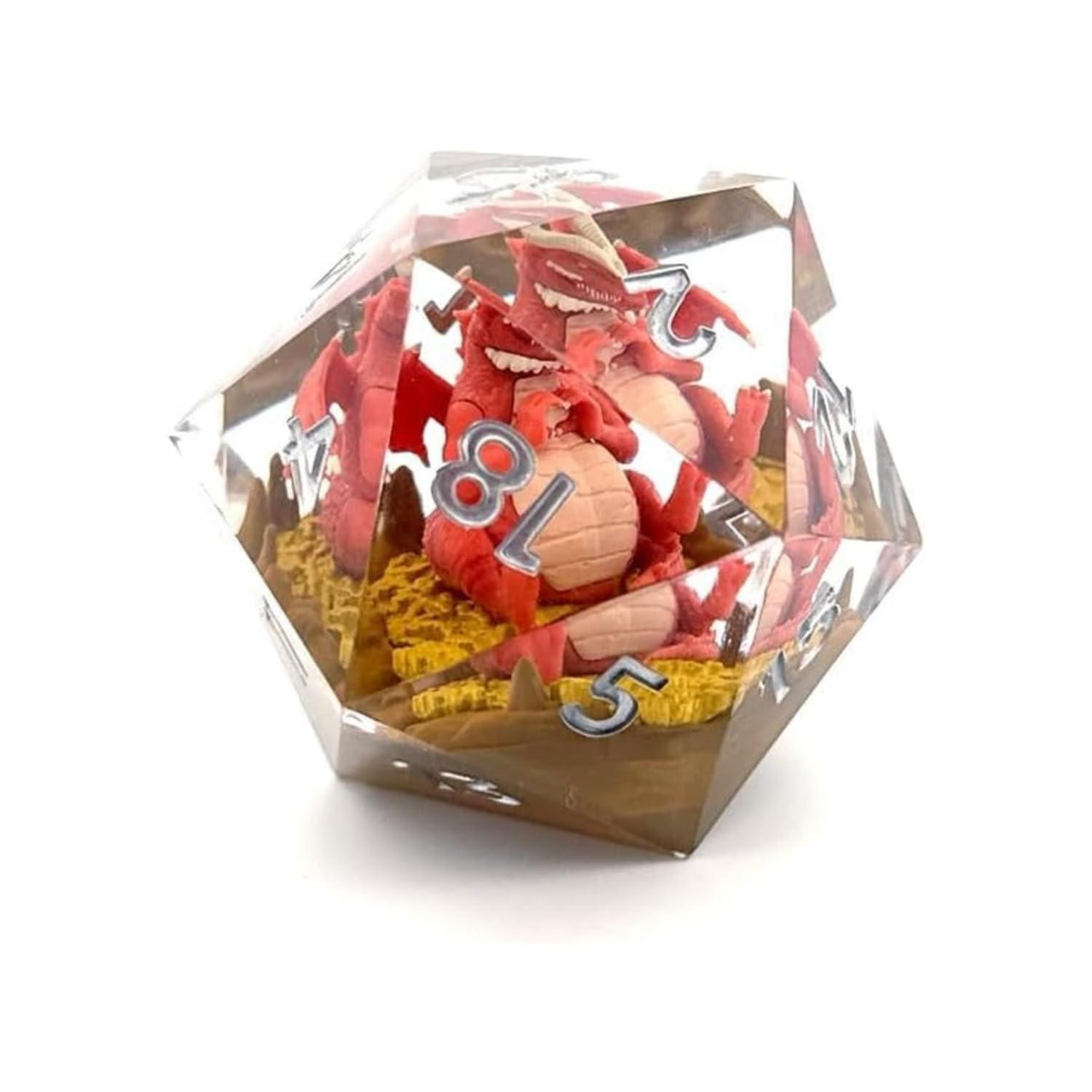 Sirius Dice Official Dungeons & Dragons Themberchaud Oversized D20 Dice - 55mm Giant Collectible Resin Die with Dragon Treasure Diorama, D&D Gift for Players, Dungeon Masters & Collectors