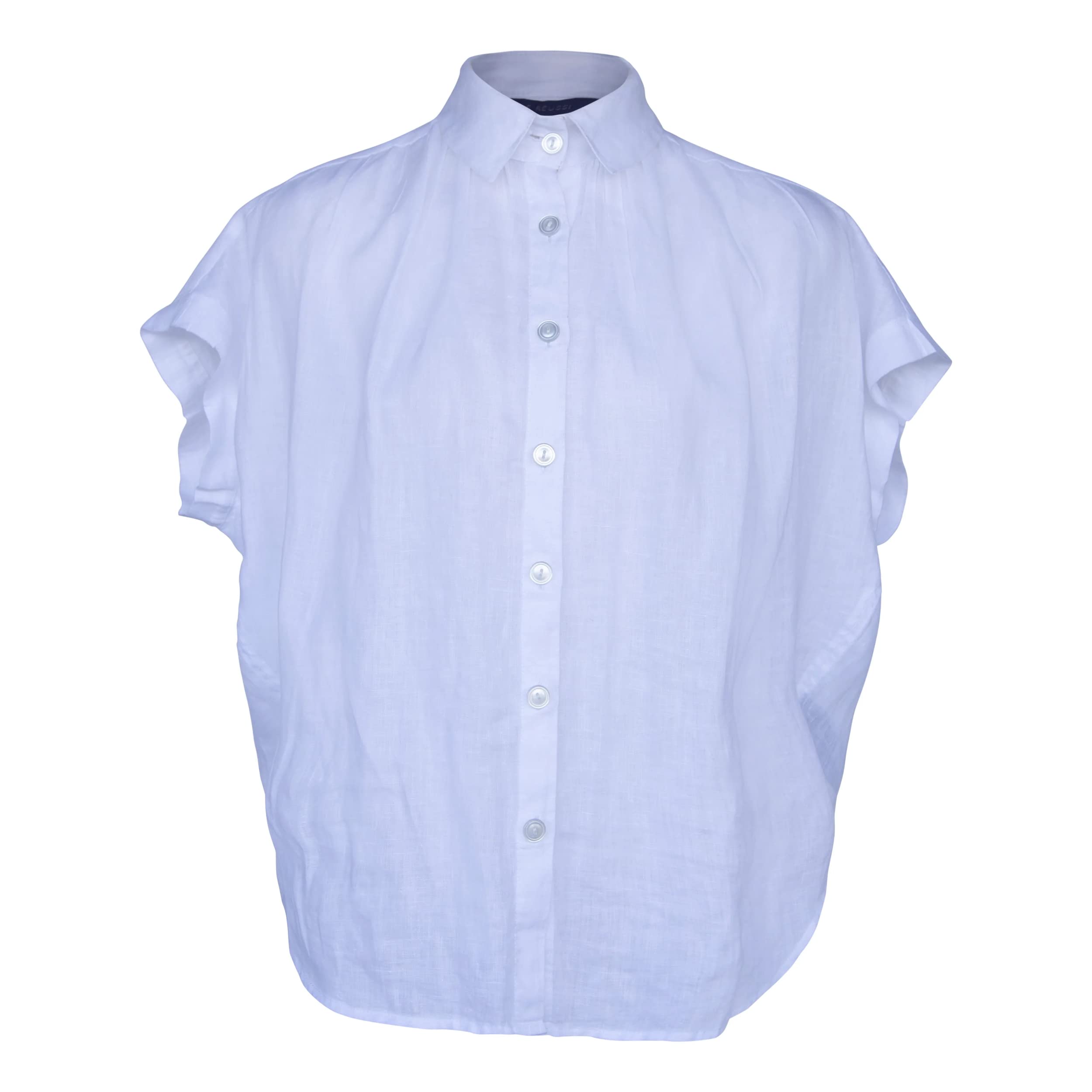LE REUSSI Gather collar shirt - White - Size: S, Made in USA.