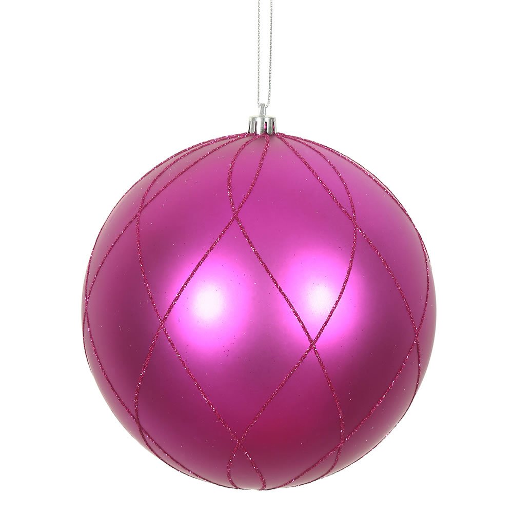 Casafoyer 6” Fuchsia Matt Glitter Swirl Ball 3/Bx - (Pack Of 2)