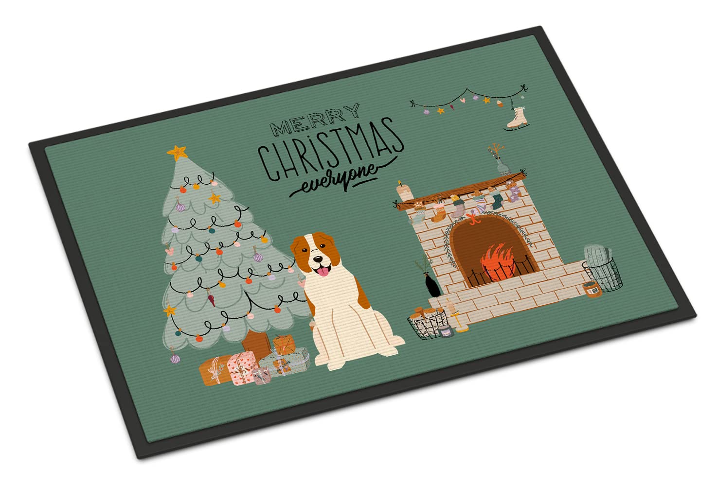 Carolines Treasures CK7612MAT Central Asian Shepherd Dog Christmas Everyone Doormat 18x27 Front Door Mat Indoor Outdoor Rugs for Entryway, Non Slip Washable Low Pile, 18H X 27W