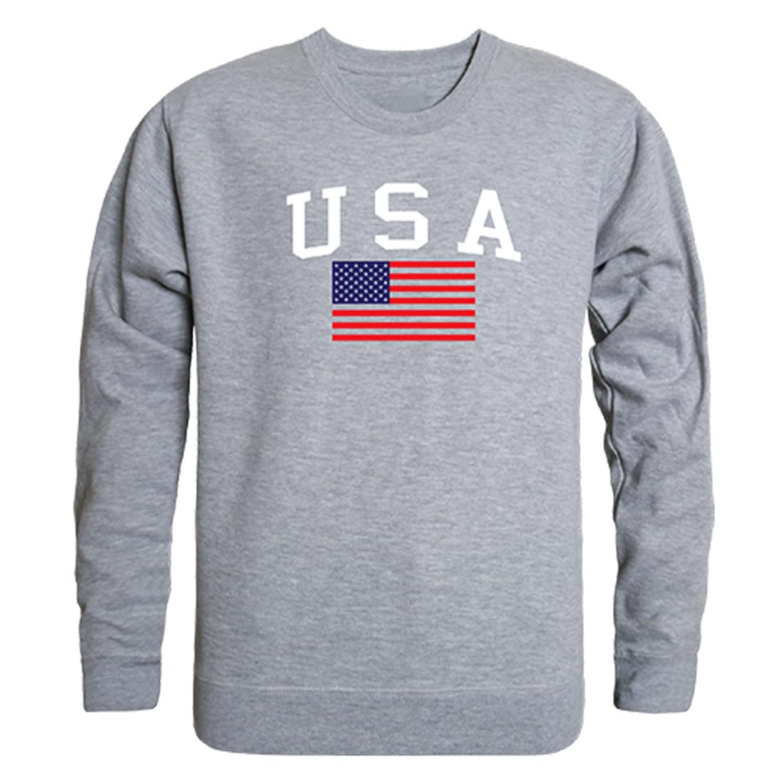 Graphic Crewneck, USA & Flag, H.Grey, L