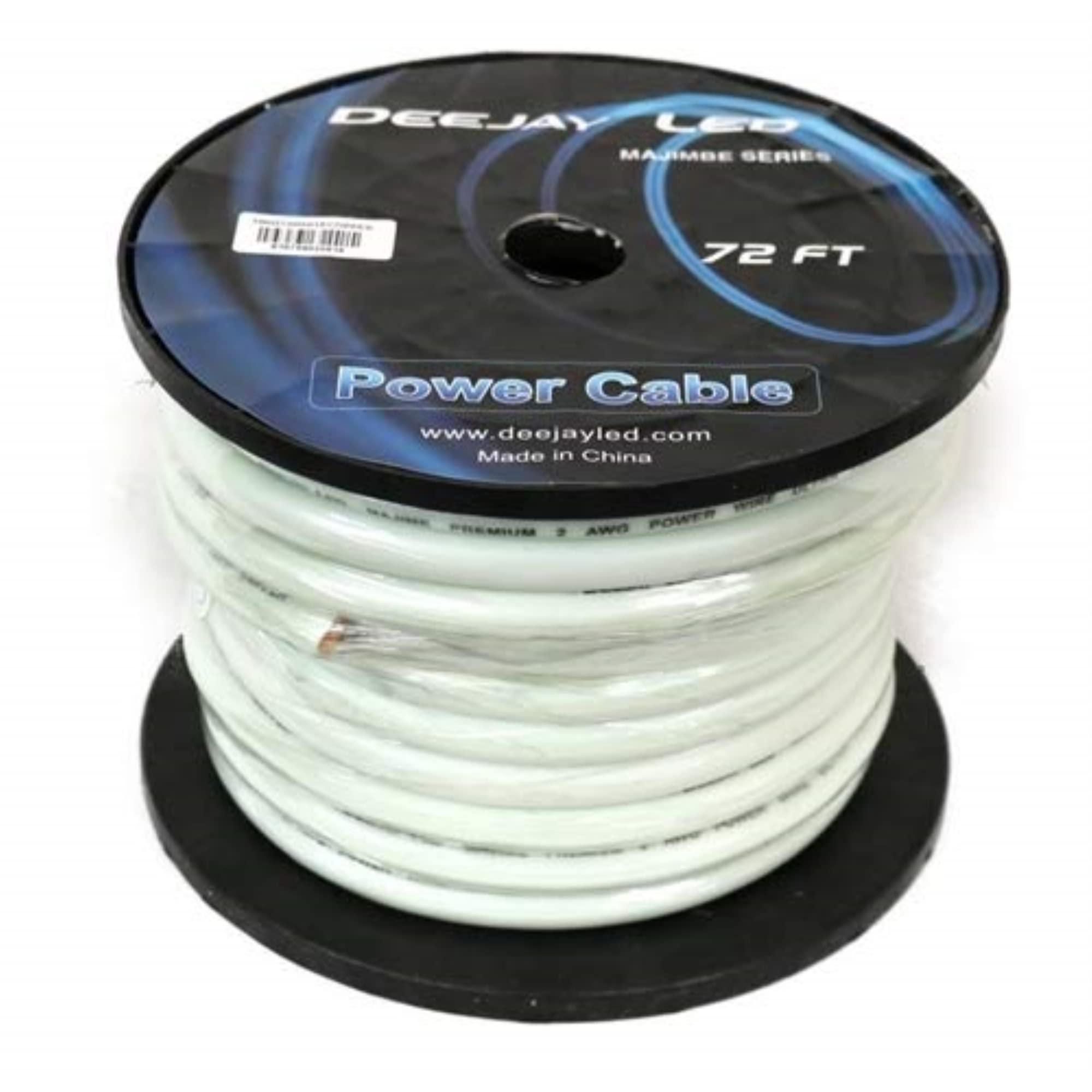 2 GAUGE 72 FT 100 percent  Copper Power Cable Used for Vehicular Audio Amplifiers WHITE