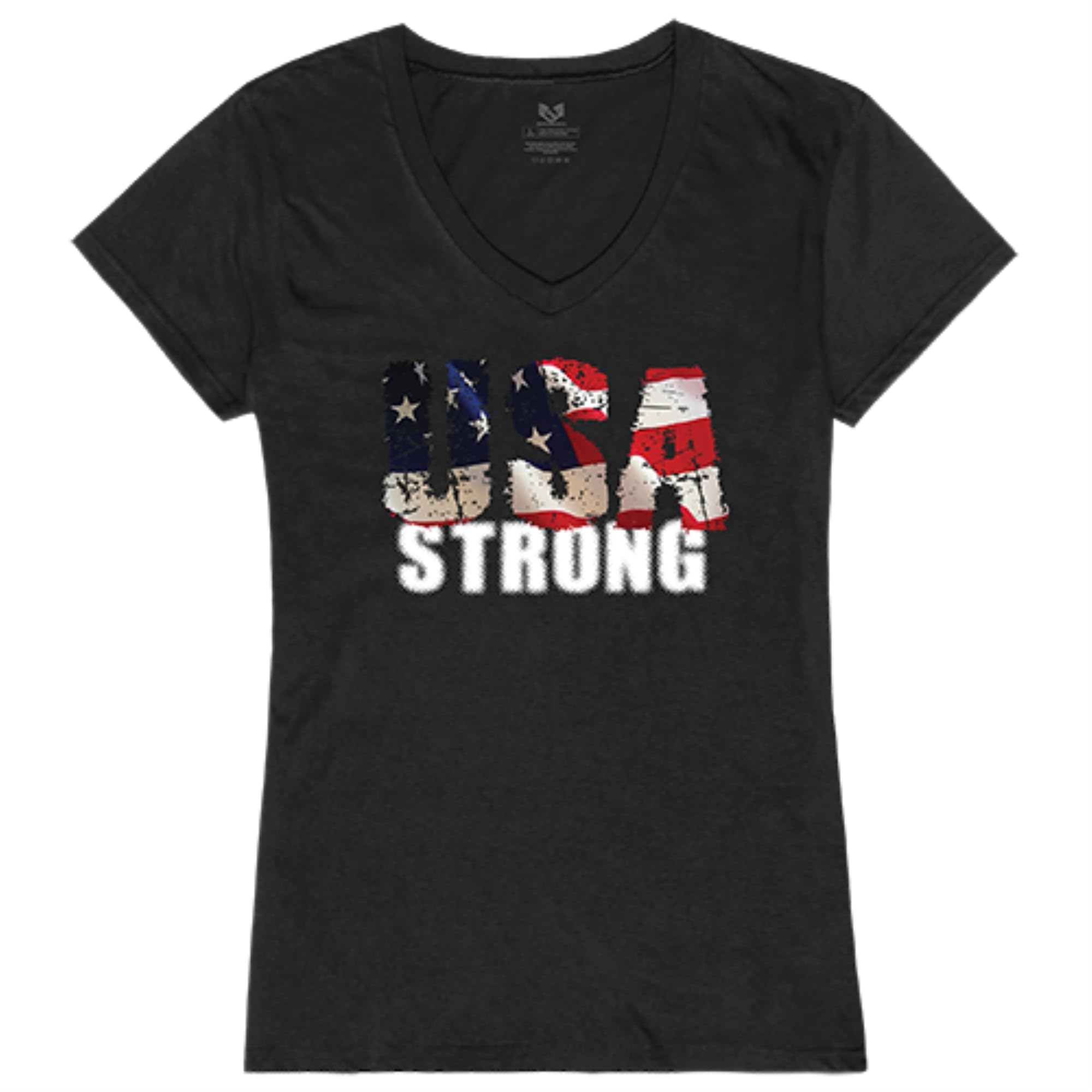 Graphic V-Neck, USA Strong 1, Black, S