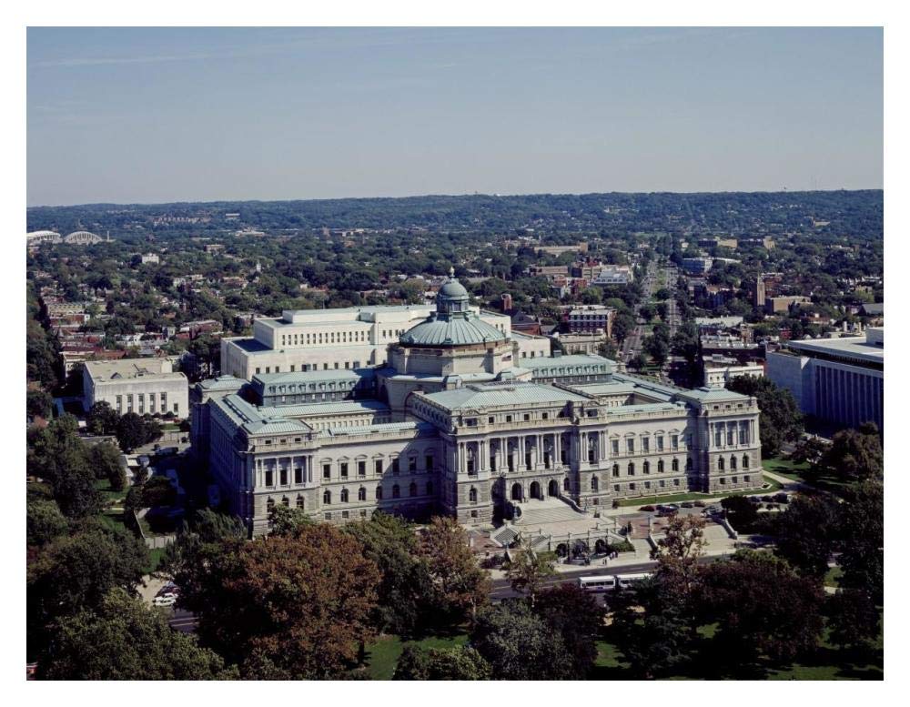 View of the Library of Congress Thomas Jefferson Building from the U.S. Capitol dome, Washington, D.C.-Paper Art-18x14”