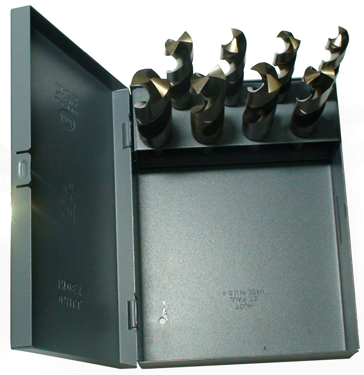 Drill America 8 Piece M35 Cobalt Reduced Shank Drill Bit Set In Metal Case (9/16 - 1 X 16Ths), Dwdco Series