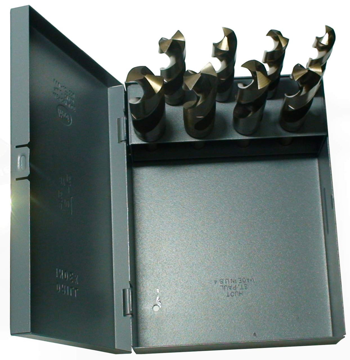 Drill America 8 Piece M35 Cobalt Reduced Shank Drill Bit Set In Metal Case (9/16 - 1 X 16Ths), Dwdco Series