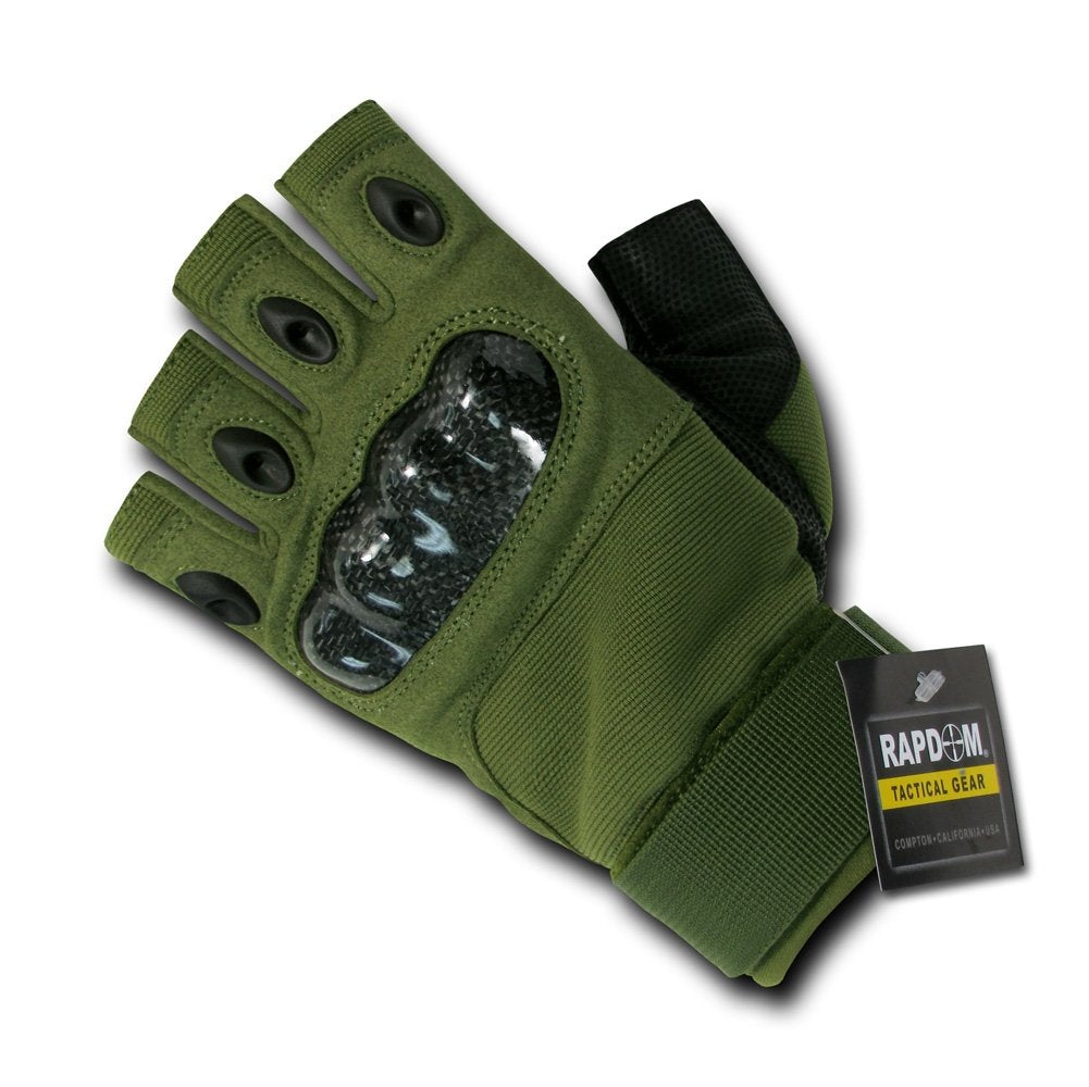 Half Finger Knuckle Glove,Olive Drab, XL
