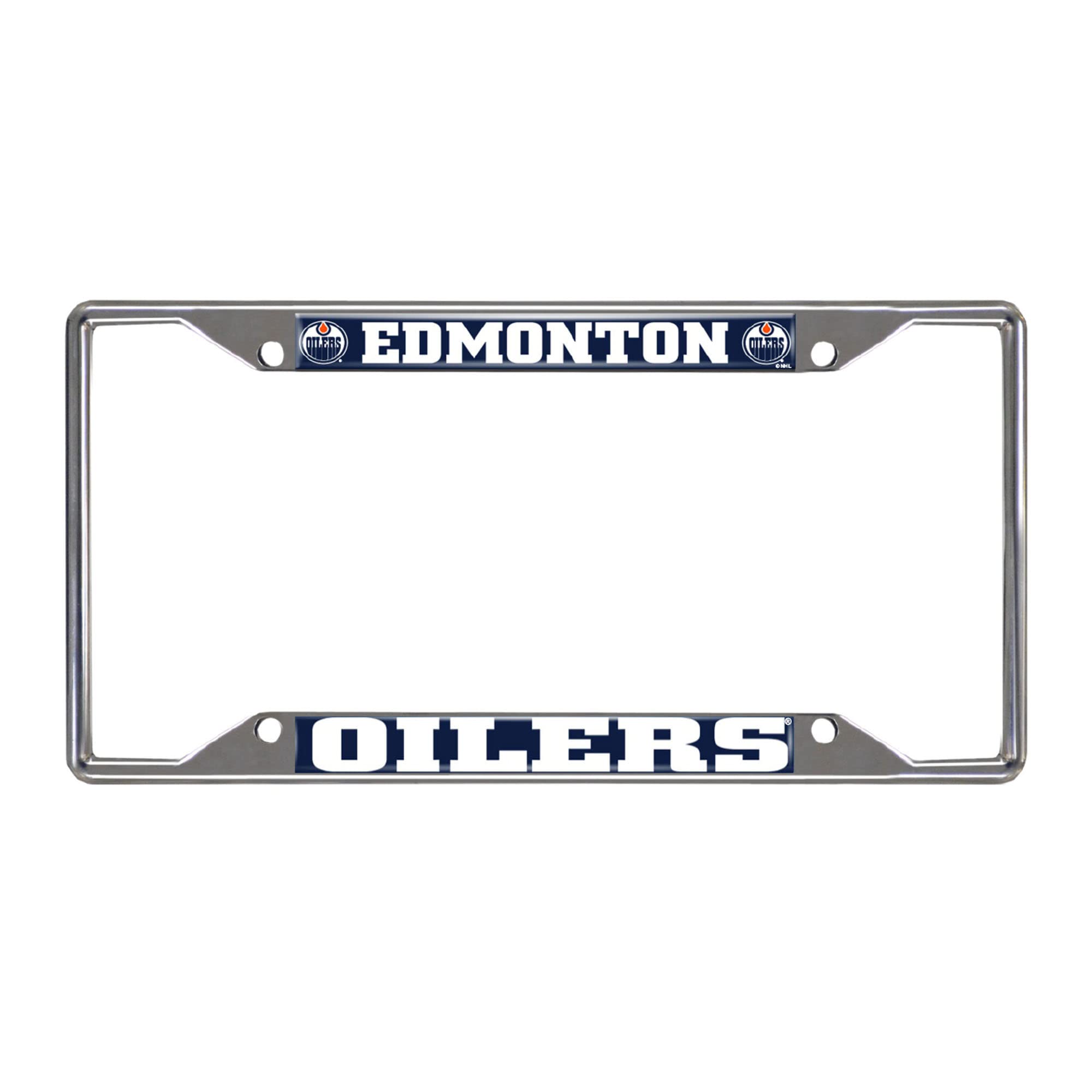 Fanmats 17020 Edmonton Oilers Chrome Metal License Plate Frame, Team Colors, 6.25In X 12.25In