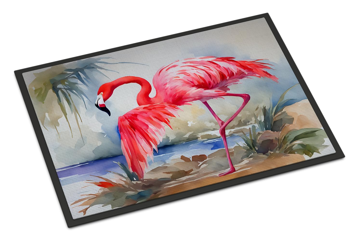 Carolines Treasures DAC2864JMAT Flamingo Doormat Front Door Mat Indoor Outdoor Rugs for Entryway, Non Slip Washable Low Pile, 24H X 36W