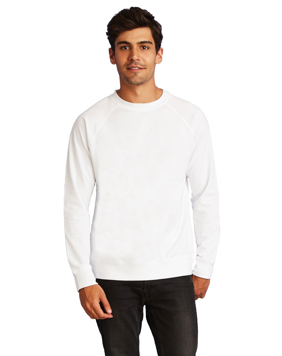 Next Level The French Terry Raglan Crew - White, S
