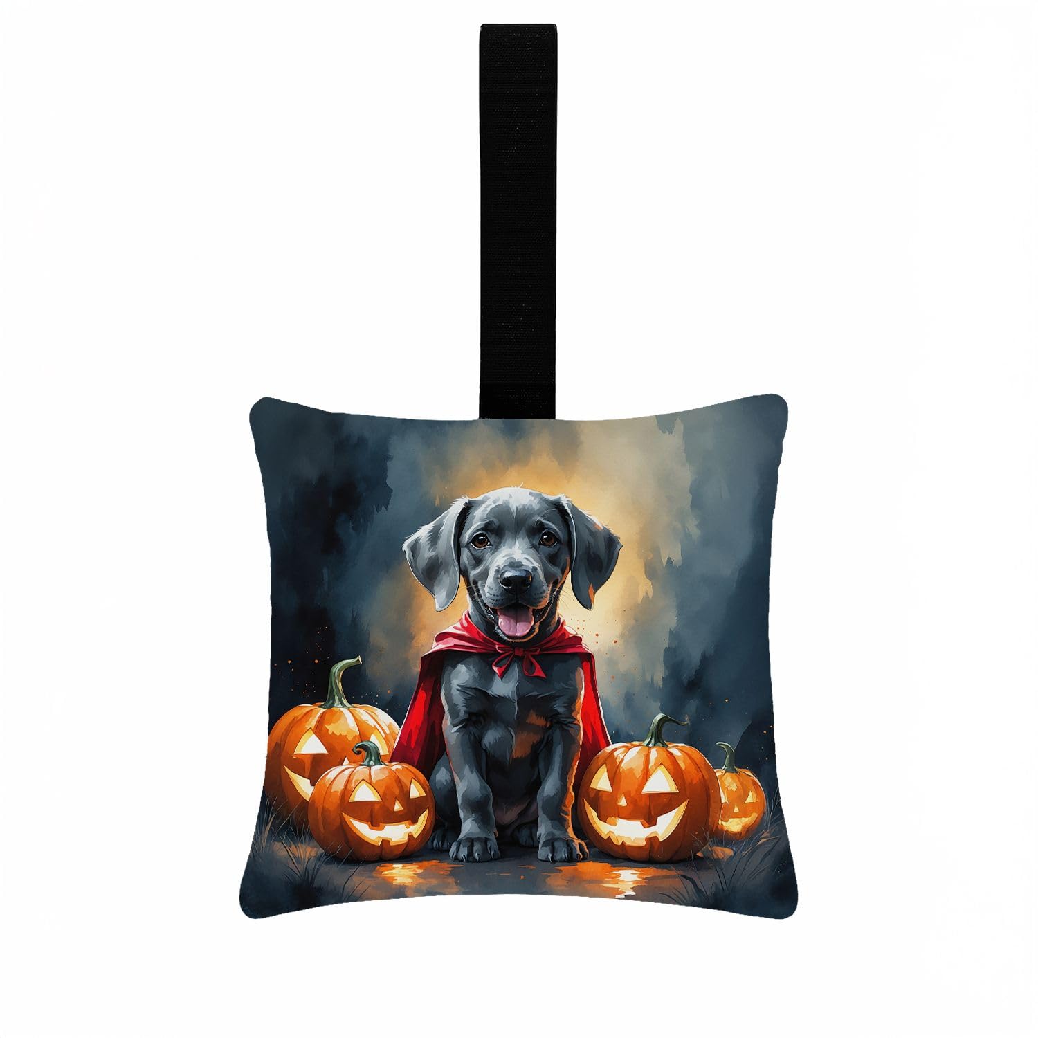 Carolines Treasures Weimaraner Puppy Halloween Mini Hanging Pillow Ornament 3.5  3.5 Decorative Door-Knob & Tree Hanger, Soft Fabric Cushion