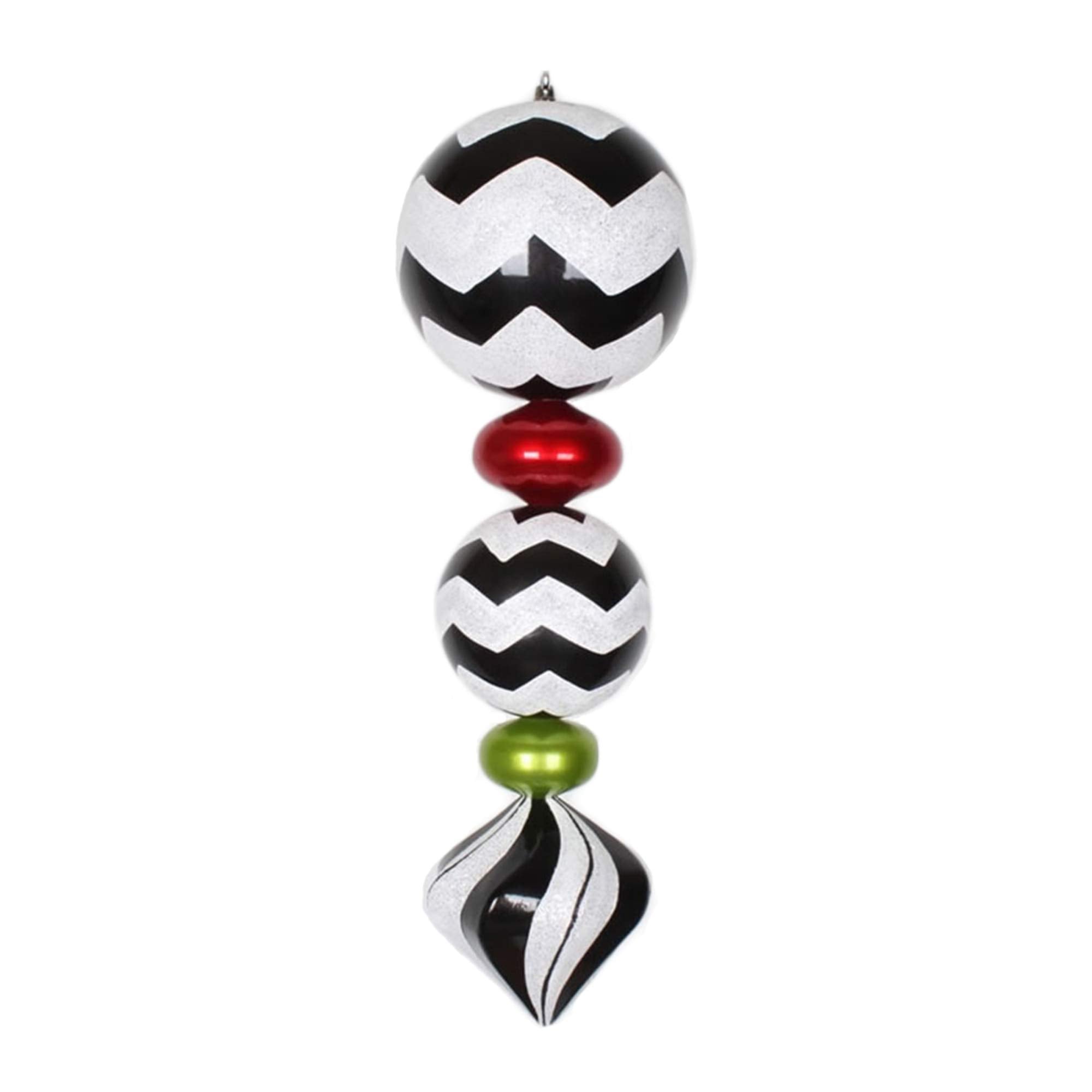 Casafoyer  24” Black/White/Red/Lime Chevron Finial - M149727 - (Pack Of 2)