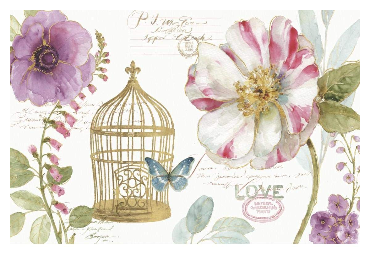 Rainbow Seeds Floral Birdcage I -Paper Art-38x26”