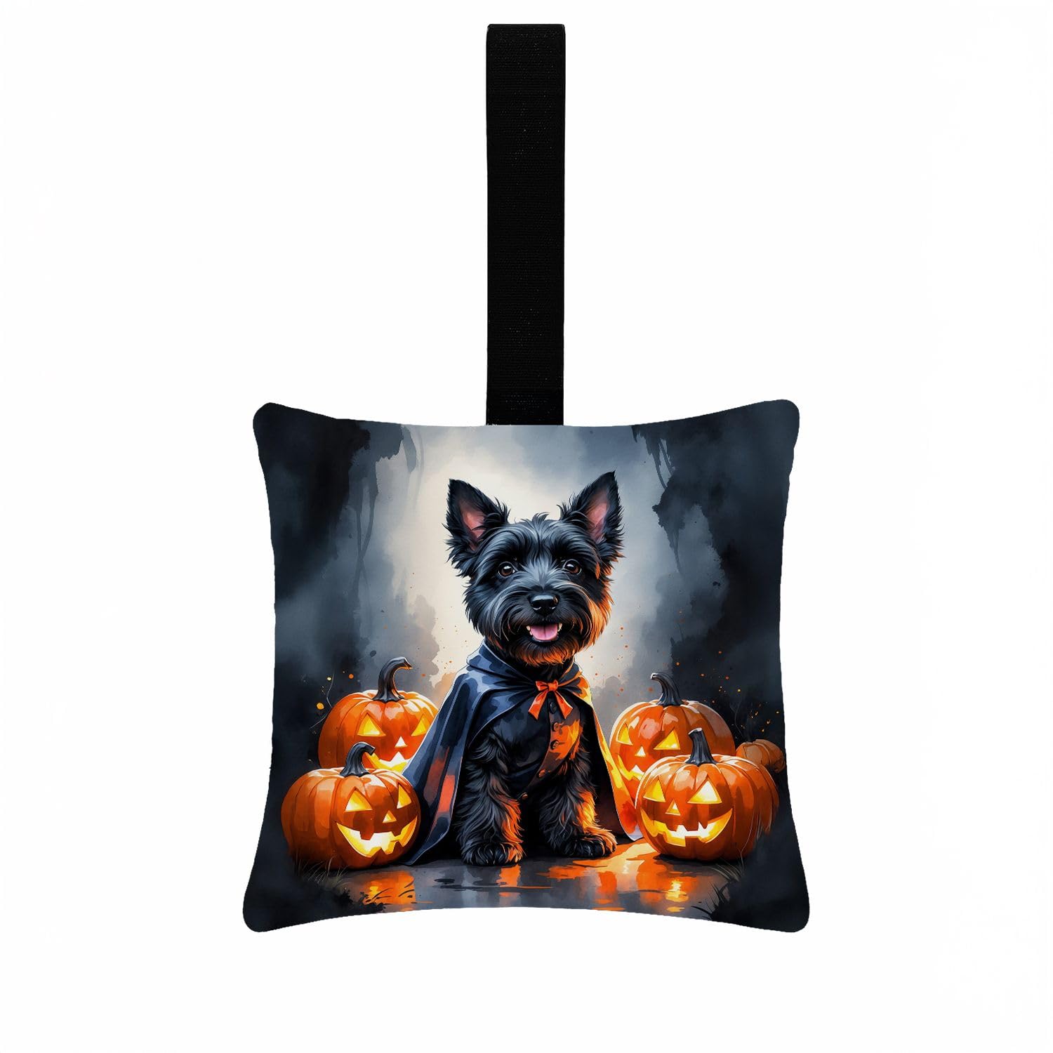 Carolines Treasures Scottish Terrier Puppy Halloween Mini Hanging Pillow Ornament 3.5  3.5 Decorative Door-Knob & Tree Hanger, Soft Fabric Cushion
