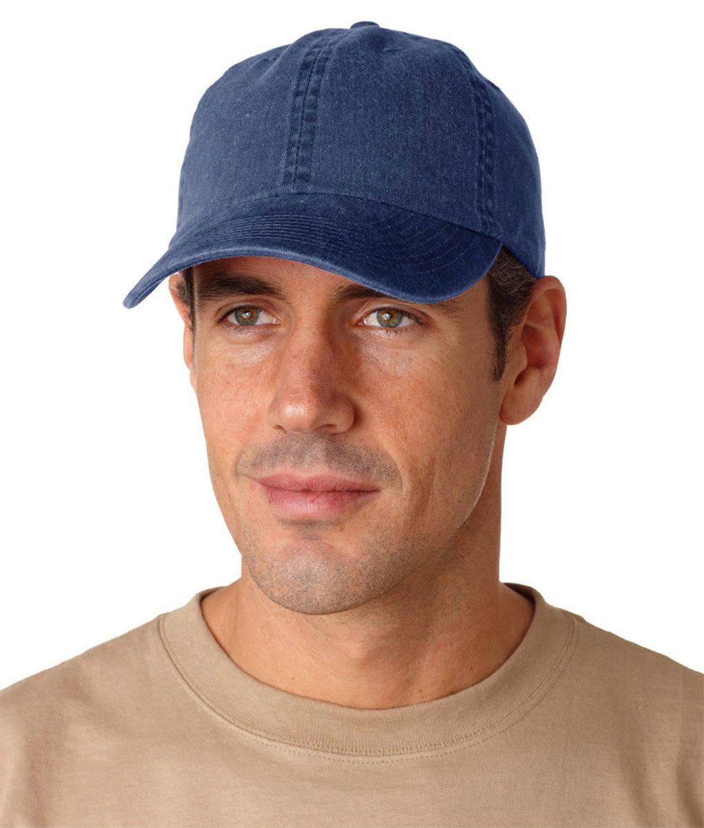 EP101 | ESSENTIALS PIGMENT DYED- Pigment Dyed, Garment Washed Cotton Twill, Six Panel, Low Profile Cap with hook and loop closure. - NAVY