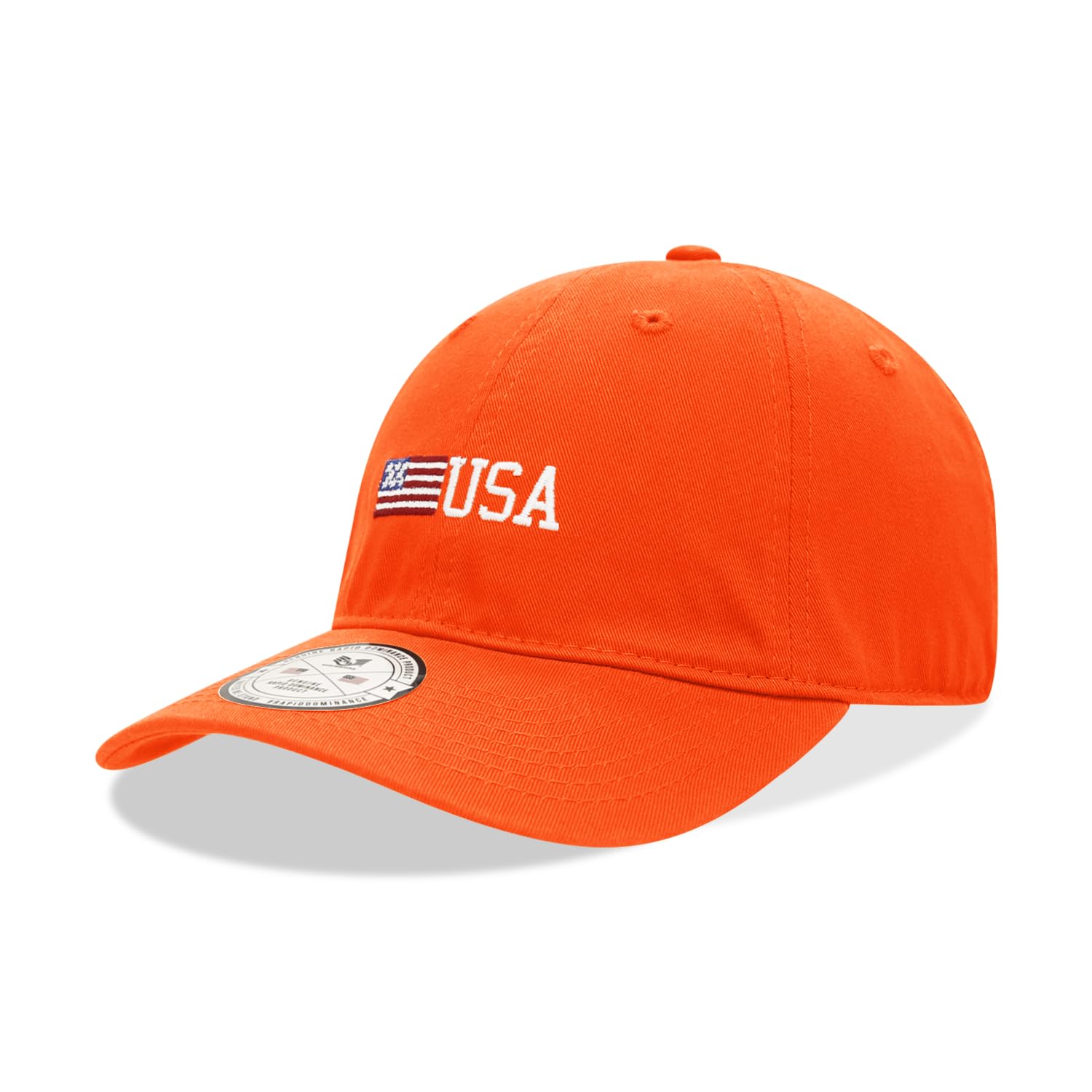 Relaxed Graphic Cap, Side US Flag,Orange