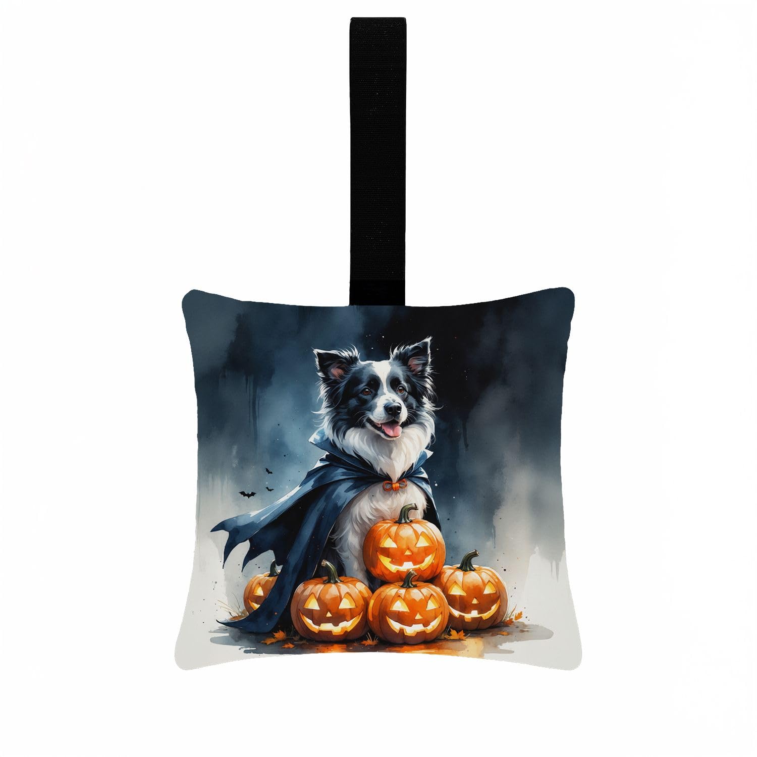 Carolines Treasures Border Collie Puppy Halloween Mini Hanging Pillow Ornament 3.5  3.5 Decorative Door-Knob & Tree Hanger, Soft Fabric Cushion