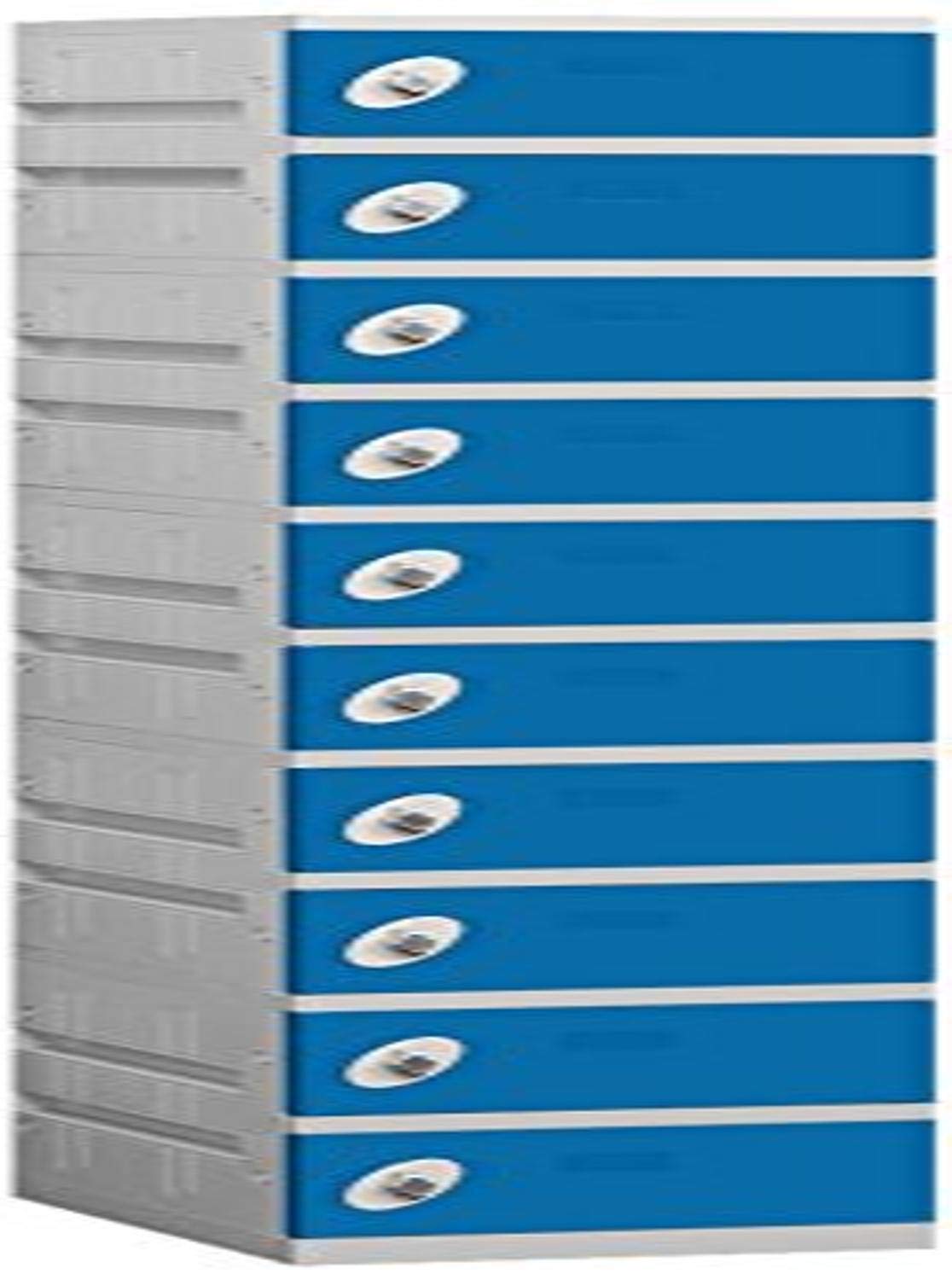 12 Wide Ten Tier Plastic Locker - 1 Wide - 6 Feet High - 18 Inches Deep - Blue - Assembled