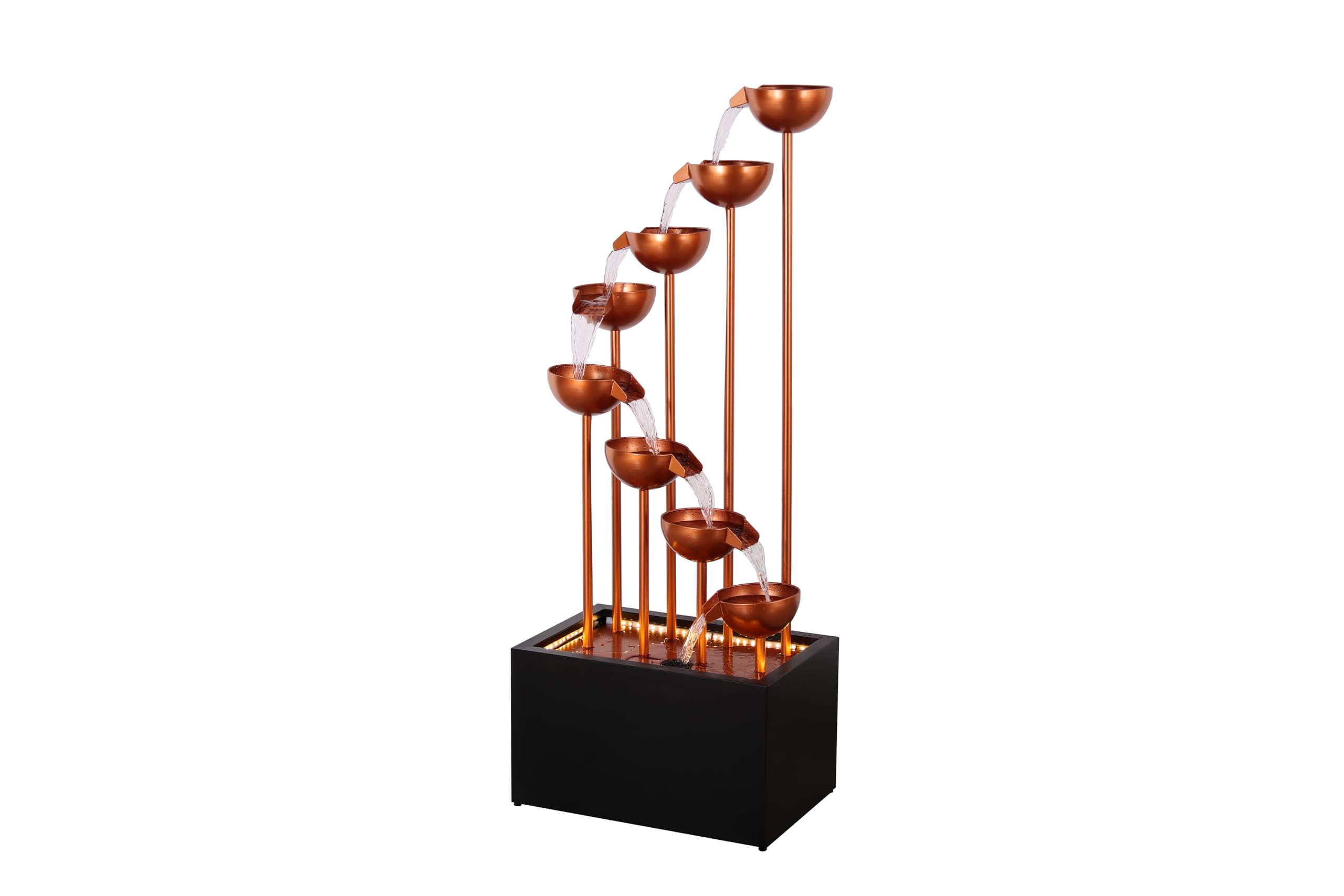 Hi-Line Gift Ltd 79530-E Zinc Metal 8 Cups Fountain with LED Lights