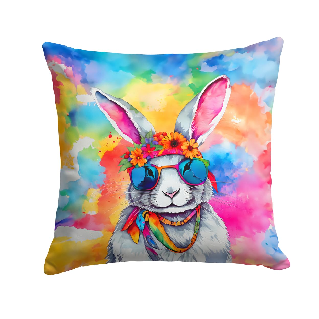 Hippie Animal Rabbit Throw Pillow