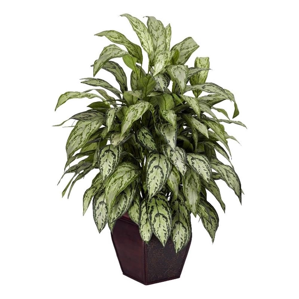 Silver Queen w/Decorative Planter Silk Plant