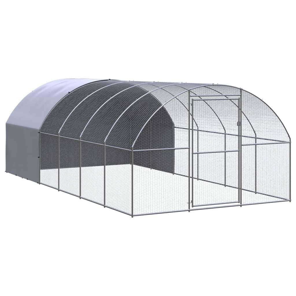 vidaXL Outdoor Chicken Coop 9.8x19.7x6.6 Galvanized Steel