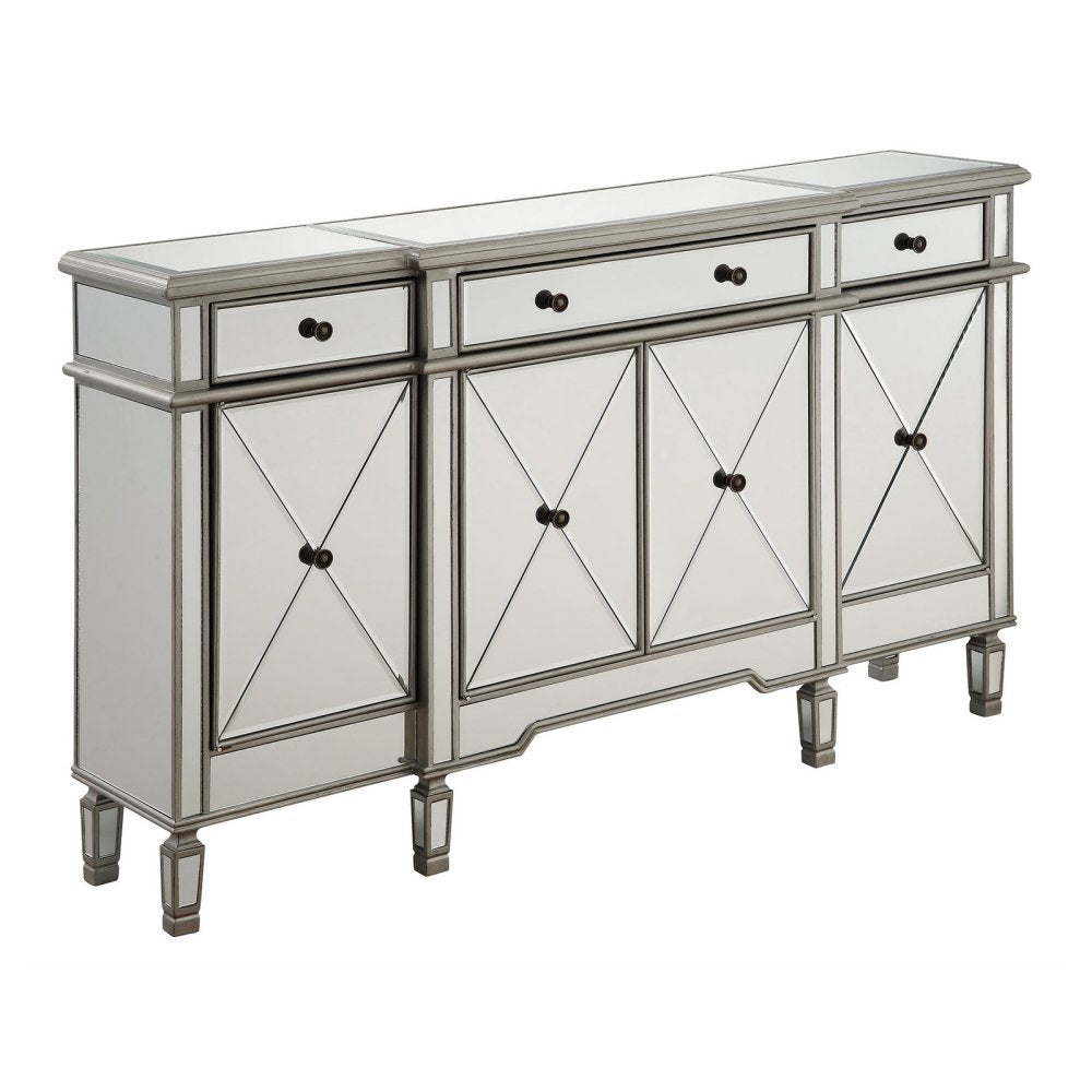 3 Drawer 4 Door Cabinet 60 in. x 14 in. x 36 in. in silver Clear