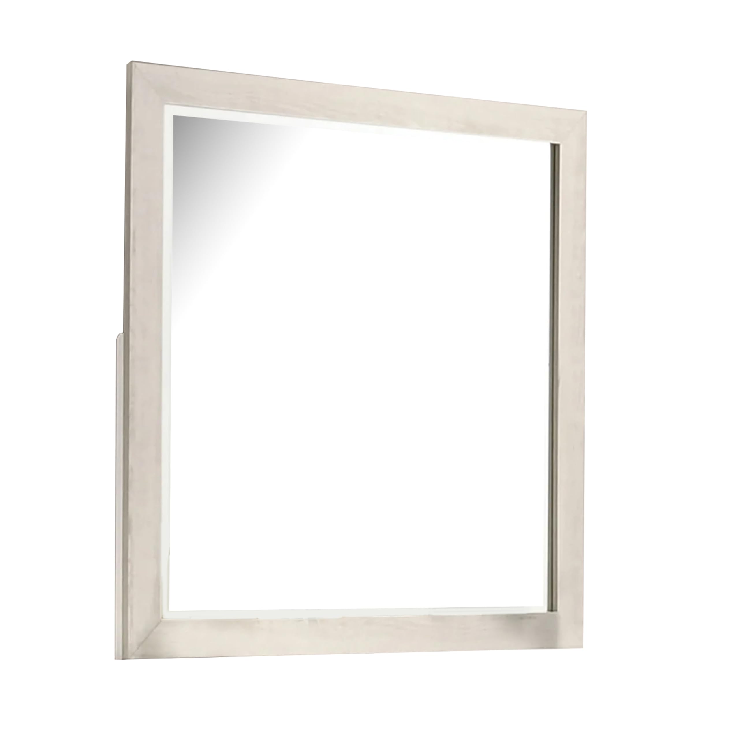 Hyao Dresser Mirror, White Wash Veneer, 38 Inch Square Frame