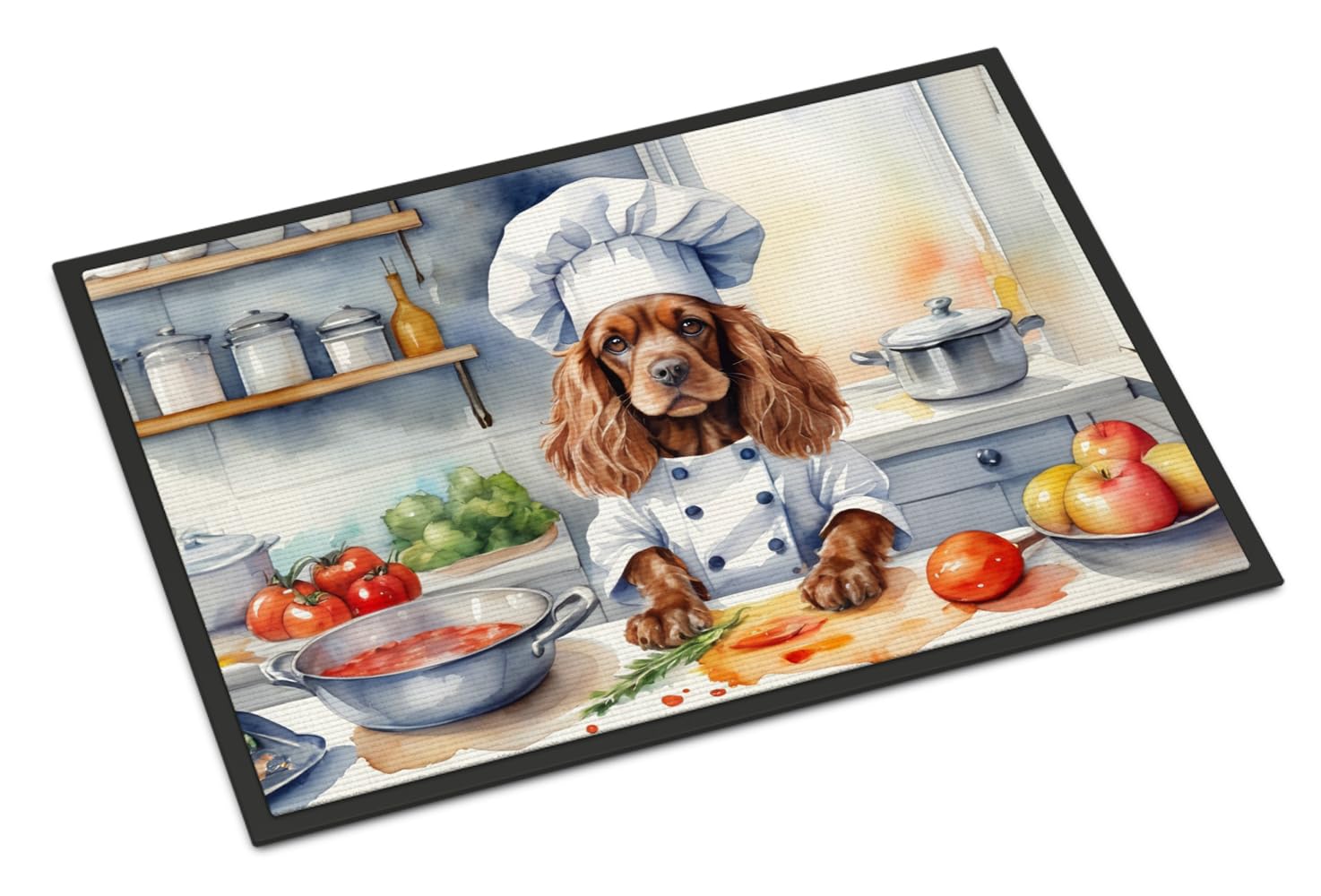 Carolines Treasures DAC6234JMAT Cocker Spaniel The Chef Doormat Front Door Mat Indoor Outdoor Rugs for Entryway, Non Slip Washable Low Pile, 24H X 36W
