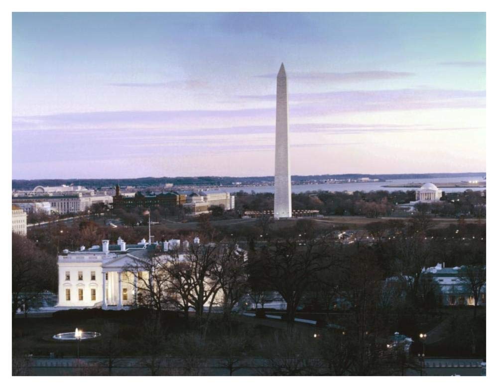 Dawn over the White House, Washington Monument, and Jefferson Memorial, Washington, D.C. - Vintage Style Photo Tint Variant-Paper Art-42x32”