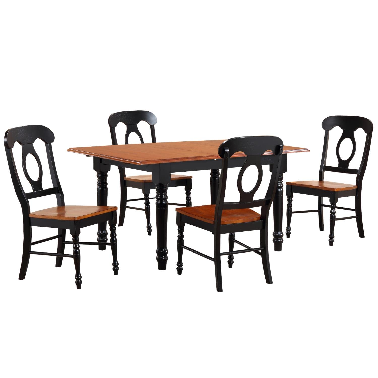 Sunset Trading Black Cherry Selections 5 Piece 60 Rectangular Extendable Dining Set with 4 Napoleon Chairs | Butterfly Leaf Table | Seats 6"