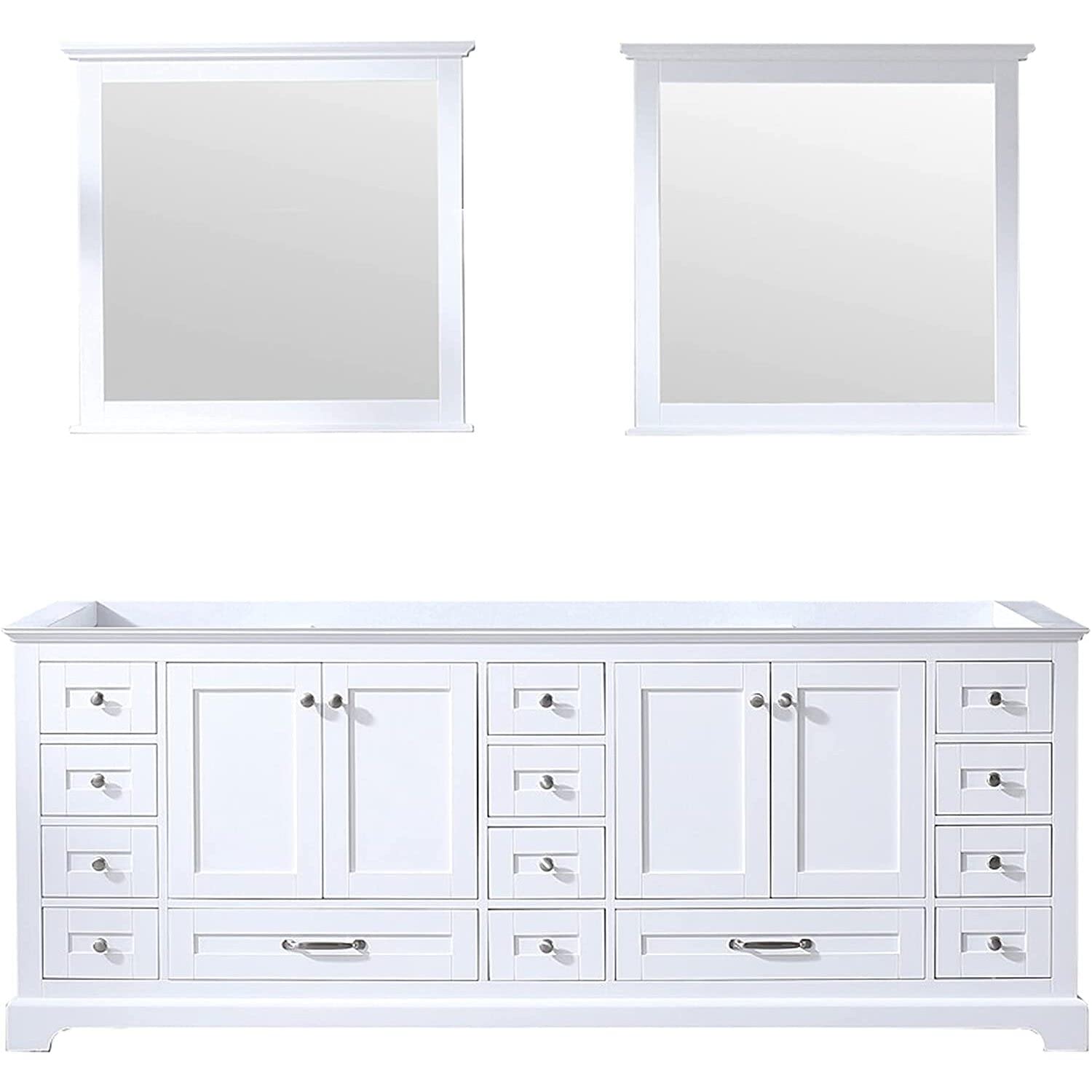 White Double Bath Vanity 84 in. W x 22 in. D, and 34 in. Mirrors