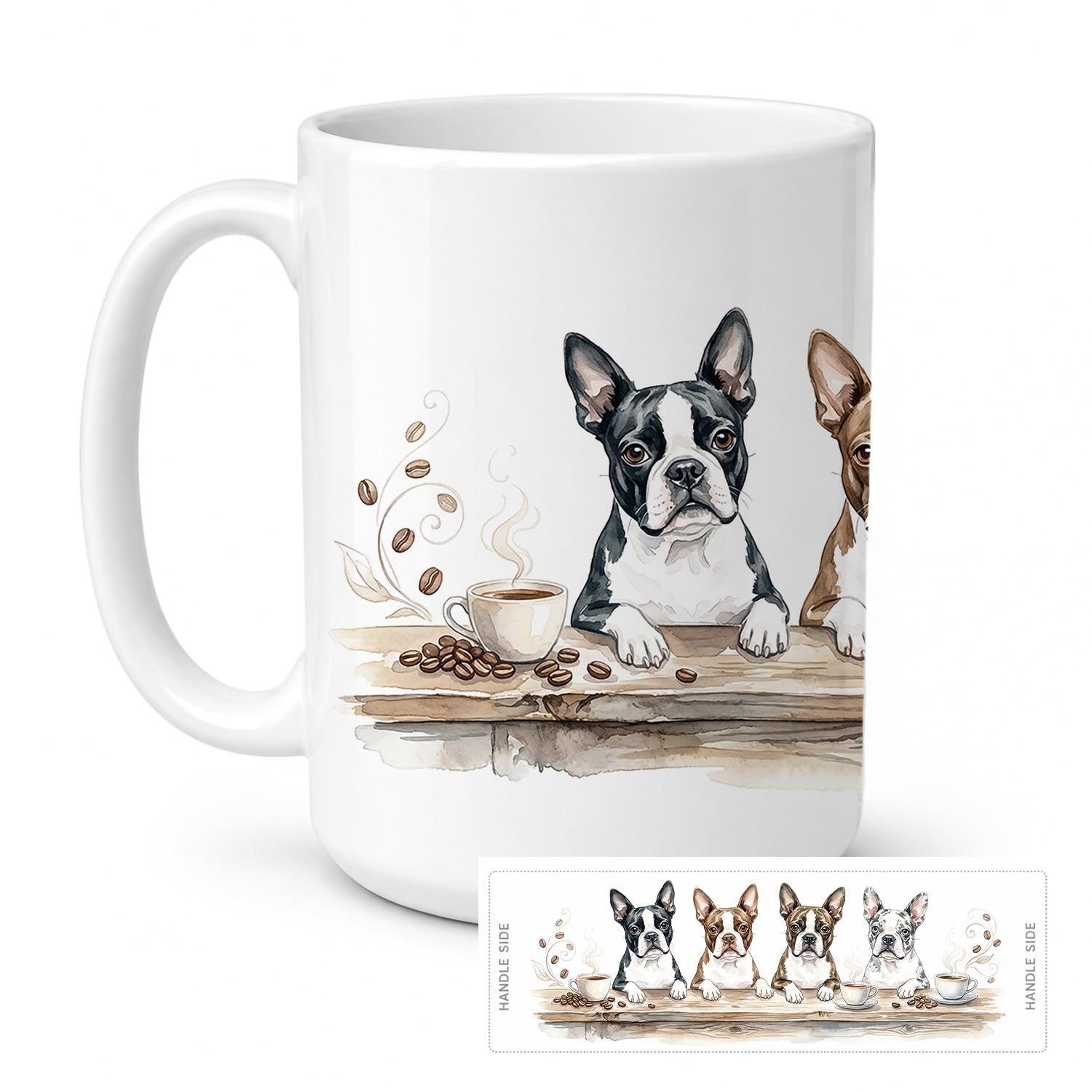 Carolines Treasures Boston Terriers Morning Coffee Ceramic Coffee Mug 15 oz Decorative Large C Handle Mug Cup for Tea, Cocoa Hot Chocolate
