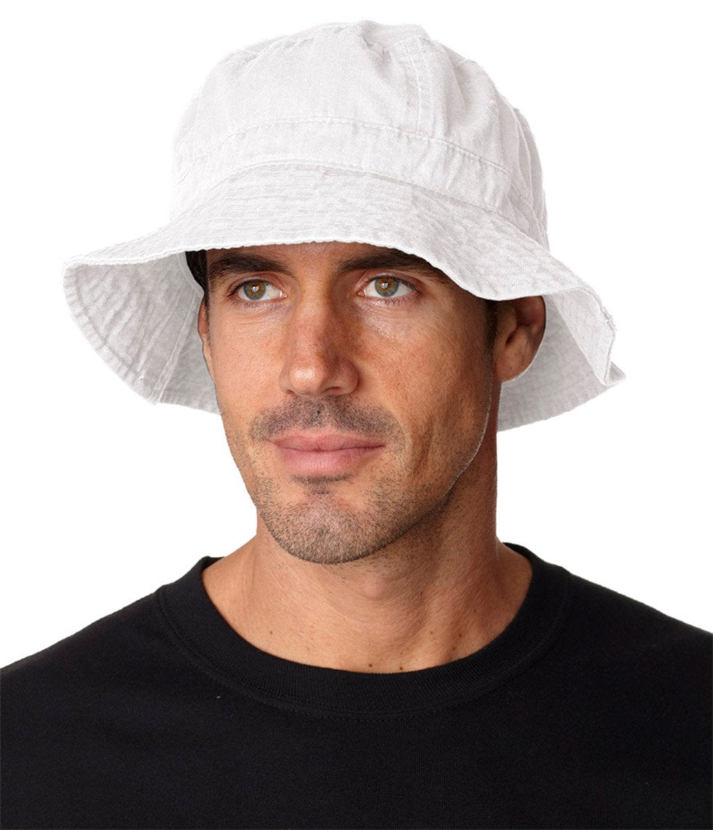VA101 | VACATIONER- Pigment dyed, garment washed cotton twill, crushable bucket hat style.XL-61 cm (7 5/8)- WHITE